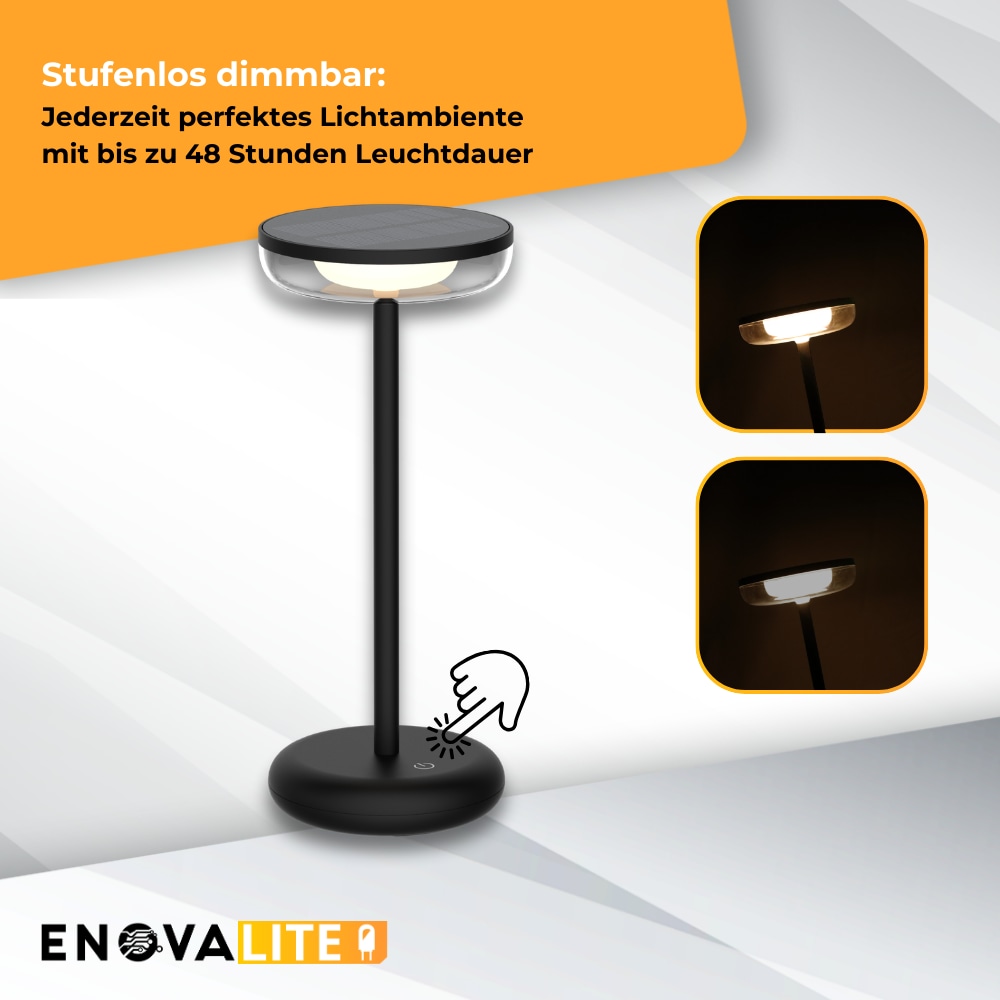 ENOVALITE LED-Akku-Tischleuchte, Solar- u. Netzbetrieb, dimmbar, 2700K ENOVALITE LED-Akku-Tischleuchte, Solar- u. Netzbetrieb, dimmbar, 2700K