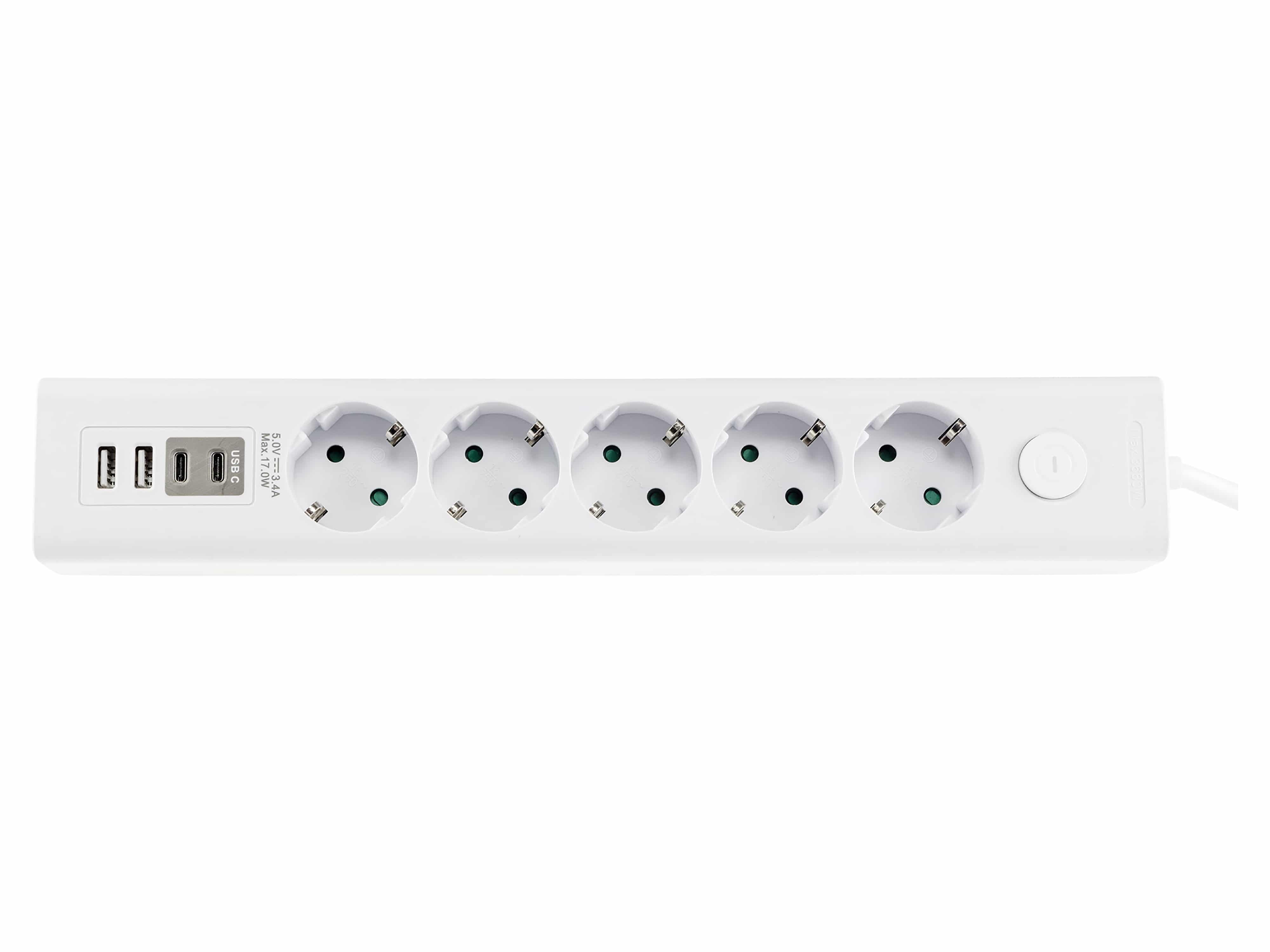 CHILITEC Steckdosenleiste, 5-fach, USB-A+C, 1,5 m Zuleitung, weiß CHILITEC Steckdosenleiste, 5-fach, USB-A+C, 1,5 m Zuleitung, weiß