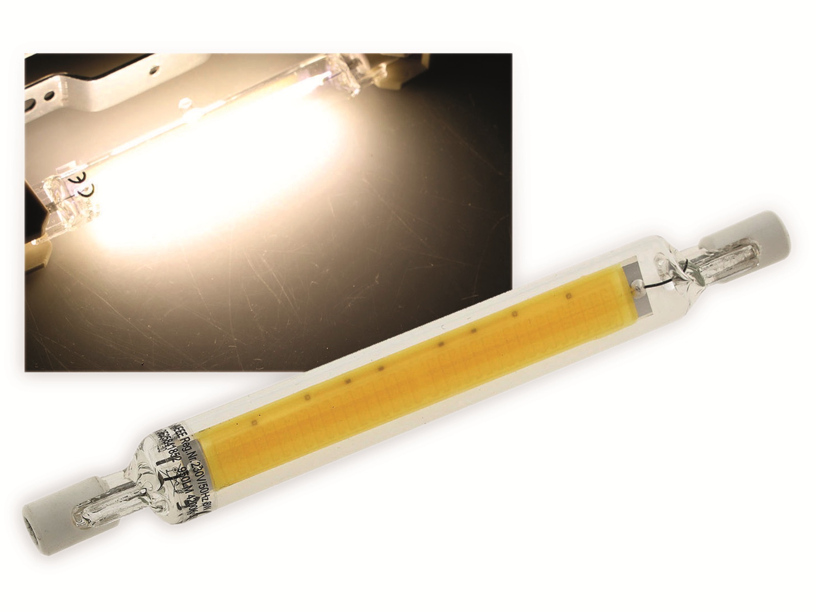 CHILITEC LED-Lampe R7s, EEK: E, 8 W, 950 lm, 4200 K, neutralweiß, COB, 118 mm CHILITEC LED-Lampe R7s, EEK: E, 8 W, 950 lm, 4200 K, neutralweiß, COB, 118 mm