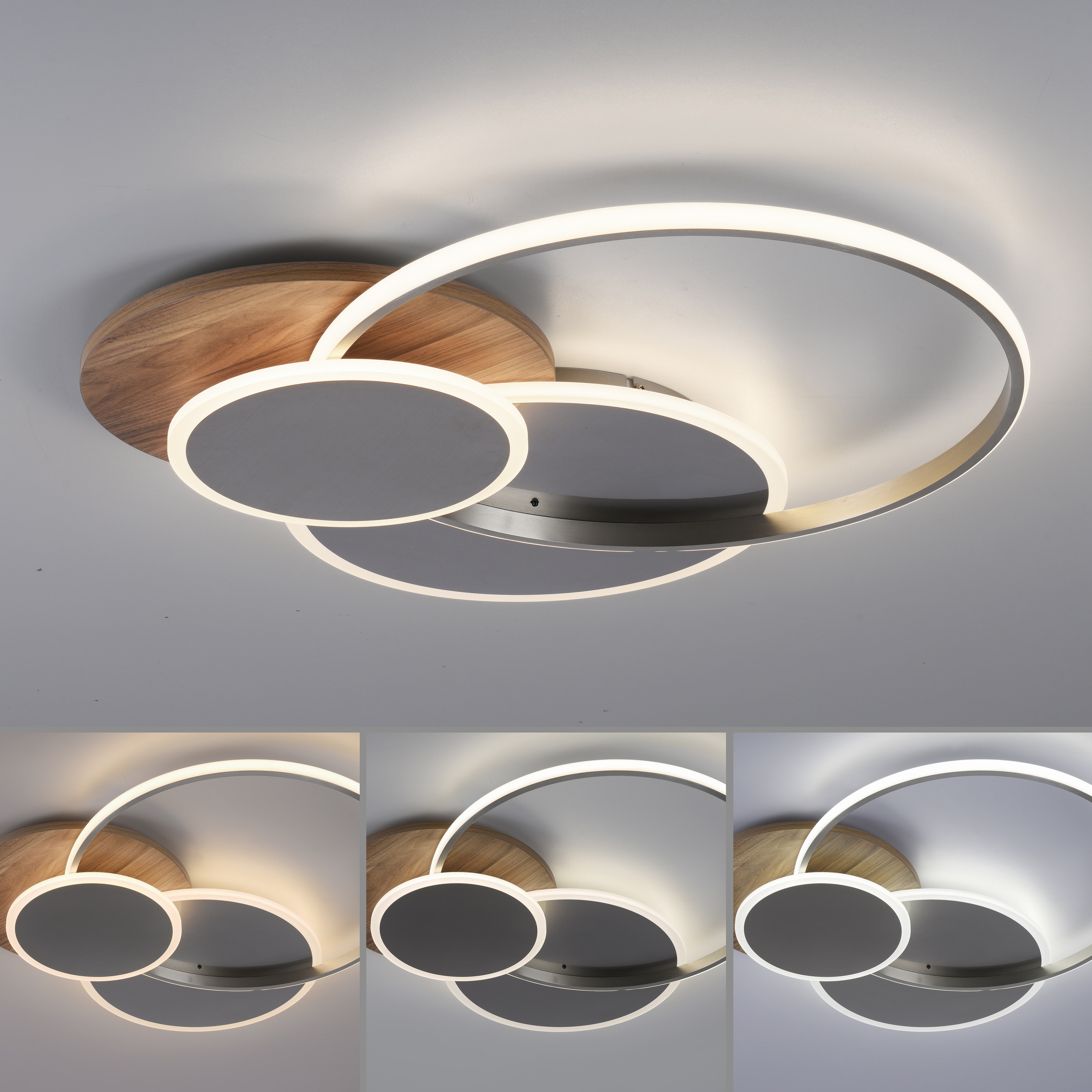 PAUL NEUHAUS LED-Deckenleuchte 8329-79 Silber-Holzdekor, 50 W, 6000 lm, CCT PAUL NEUHAUS LED-Deckenleuchte 8329-79 Silber-Holzdekor, 50 W, 6000 lm, CCT