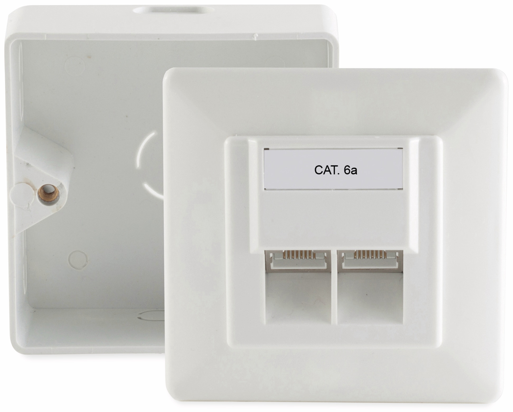 S-IMPULS CAT.6a Anschlussdose, 2-fach , AP/UP, reinweiß S-IMPULS CAT.6a Anschlussdose, 2-fach , AP/UP, reinweiß