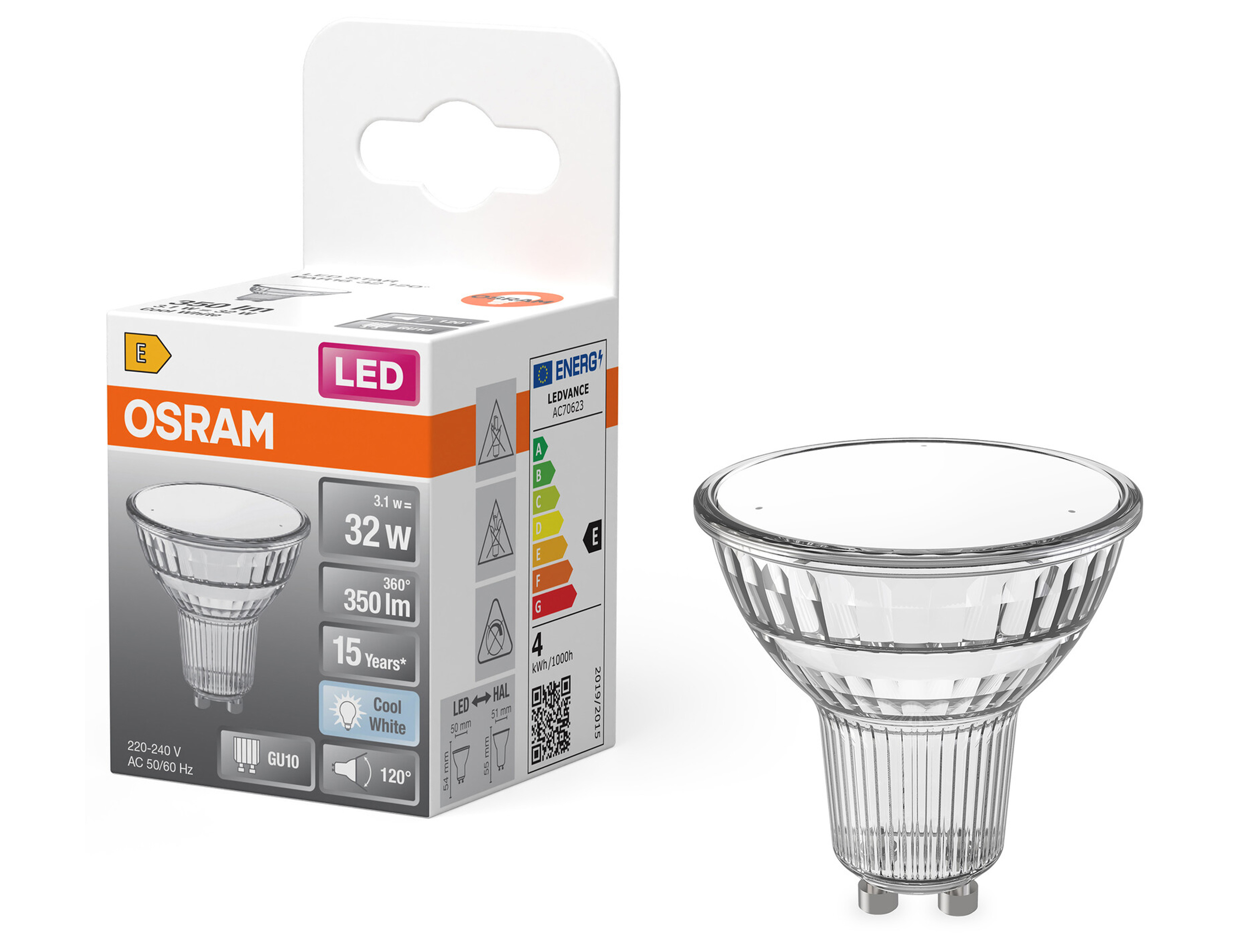 OSRAM LED-Lampe STAR, GU10, 3,1 W, 4000 K, EEK: E, 350 lm, IP20, neutralweiß OSRAM LED-Lampe STAR, GU10, 3,1 W, 4000 K, EEK: E, 350 lm, IP20, neutralweiß