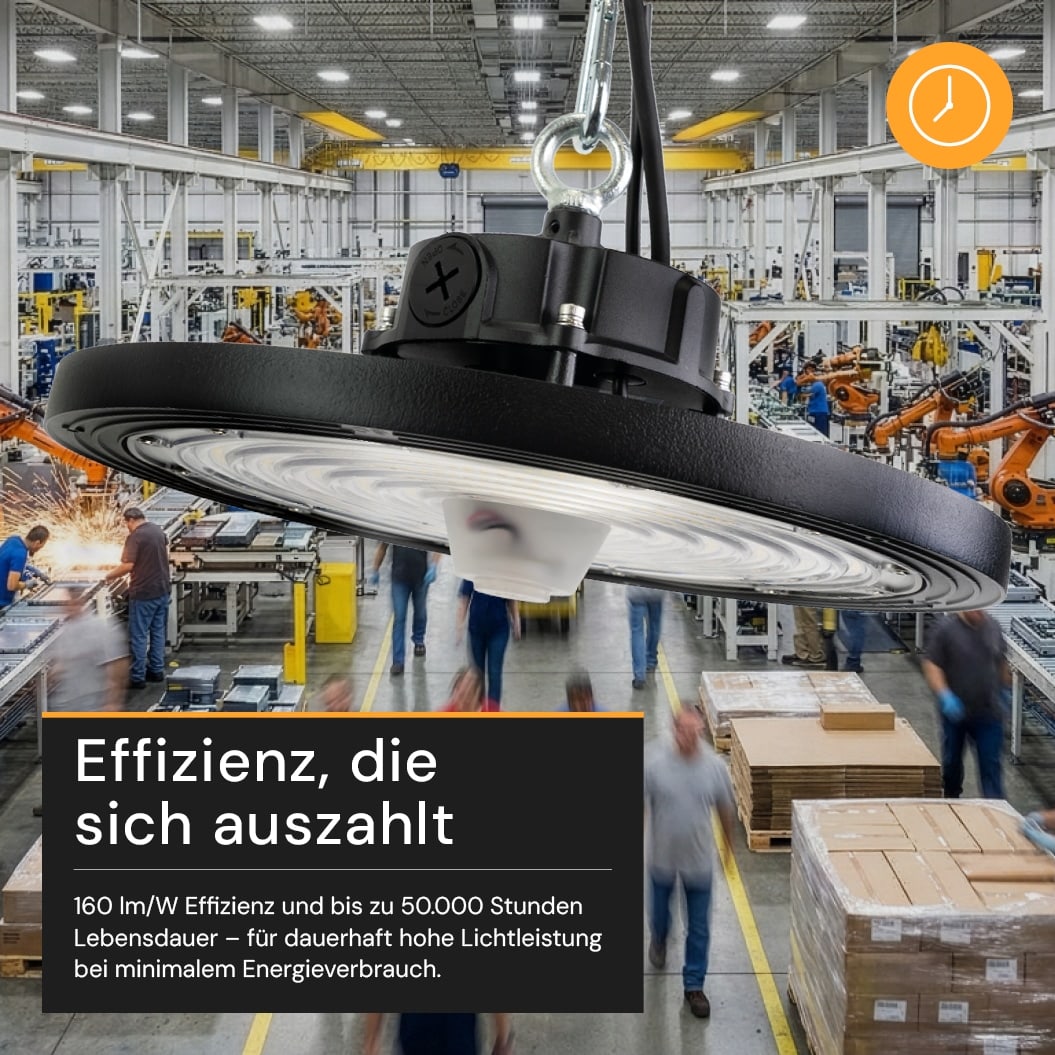 ENOVALITE LED-HighBay-Leuchte, UFO, 120...200 W, 4000 K, EEK: C, 19200...32000 lm, dimmbar, schwarz ENOVALITE LED-HighBay-Leuchte, UFO, 120...200 W, 4000 K, EEK: C, 19200...32000 lm, dimmbar, schwarz