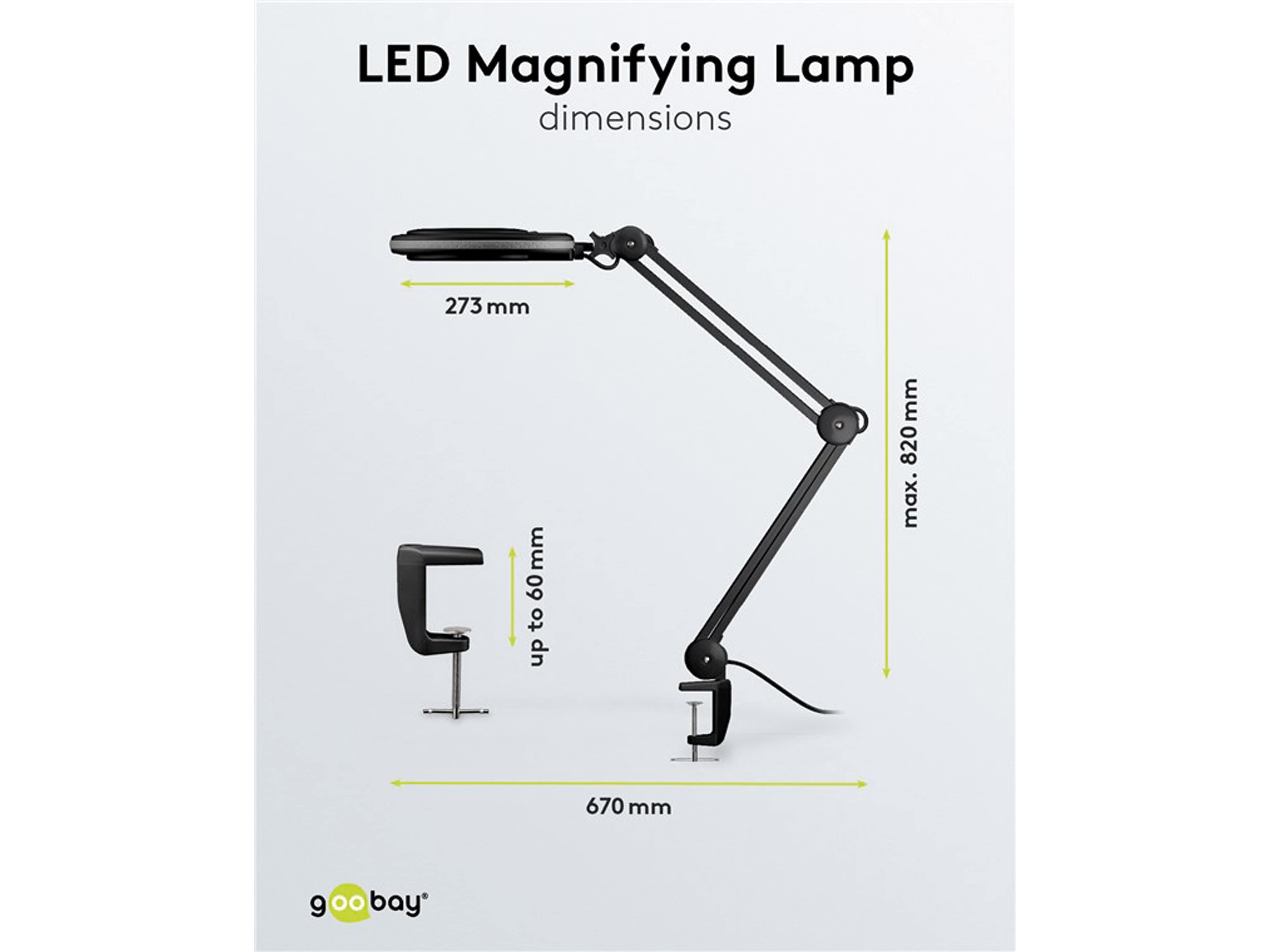 GOOBAY LED-Klemm-Lupenleuchte, 8 W, 650 lm, 1,75x Vergrößerung, schwarz GOOBAY LED-Klemm-Lupenleuchte, 8 W, 650 lm, 1,75x Vergrößerung, schwarz