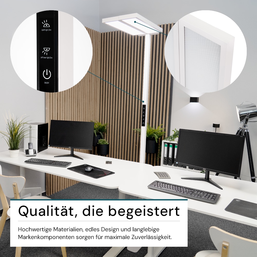 LUXULA LED-Büro-Stehleuchte, Up/Down, 120W, 4000K, EEK: F, 8500lm, IP20, dimmbar, weiß LUXULA LED-Büro-Stehleuchte, Up/Down, 120W, 4000K, EEK: F, 8500lm, IP20, dimmbar, weiß