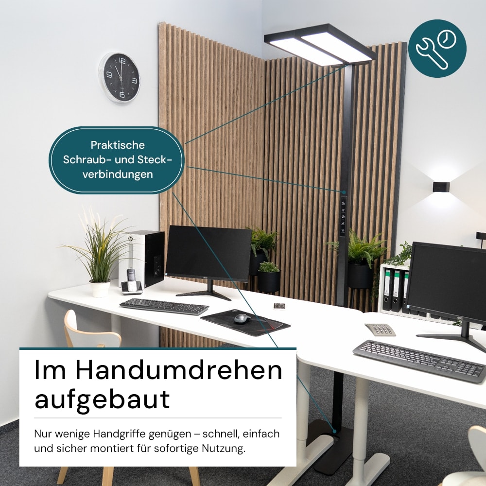 LUXULA LED-Büro-Stehleuchte, Up/Down, 120W, 4000K, EEK: F, 8500lm, IP20, dimmbar, schwarz LUXULA LED-Büro-Stehleuchte, Up/Down, 120W, 4000K, EEK: F, 8500lm, IP20, dimmbar, schwarz
