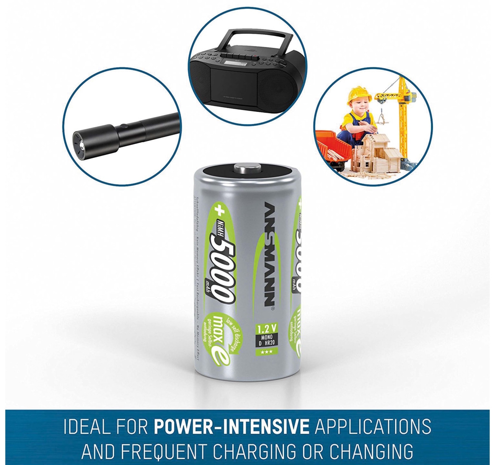ANSMANN NiMH-Mono-Akku maxE, 5000 mAh, 2 Stück ANSMANN NiMH-Mono-Akku maxE, 5000 mAh, 2 Stück