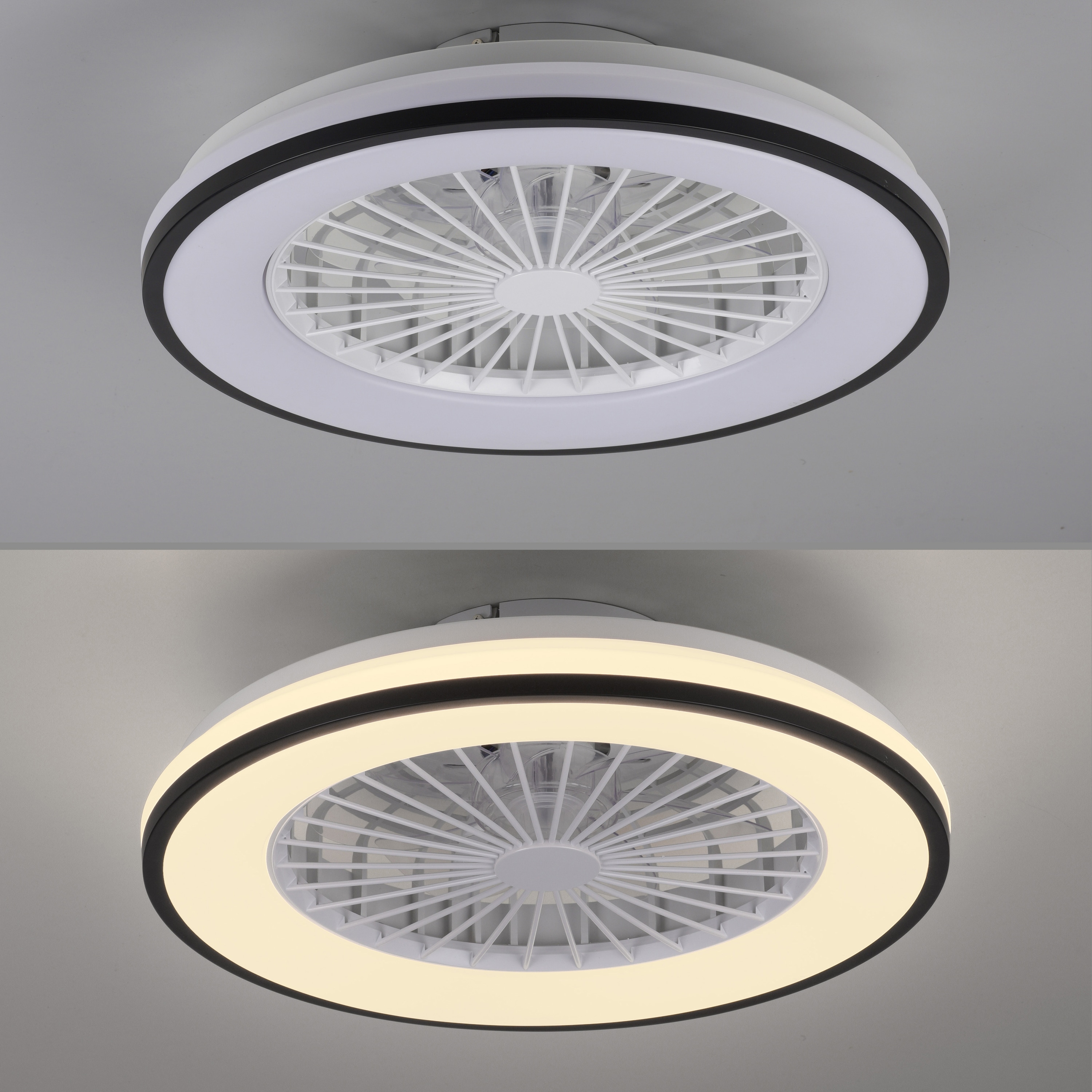 JUST LIGHT LED-Deckenleuchte 14447-18, Ventilator, 44W, 5400lm, CCT, RGB, IP20, schwarz/weiß