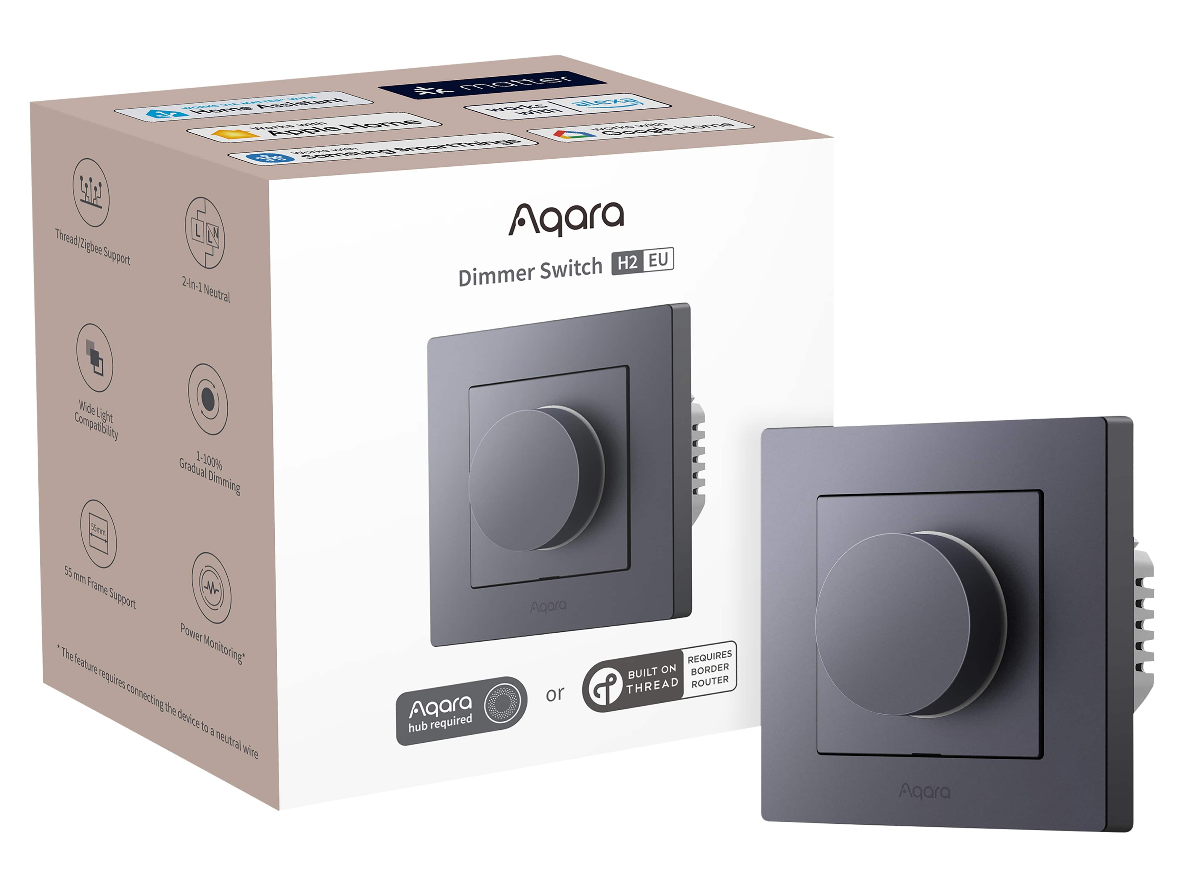 AQARA Dimmer-Schalter H2, KD-R01D-G, grau, 2 Stück AQARA Dimmer-Schalter H2, KD-R01D-G, grau, 2 Stück