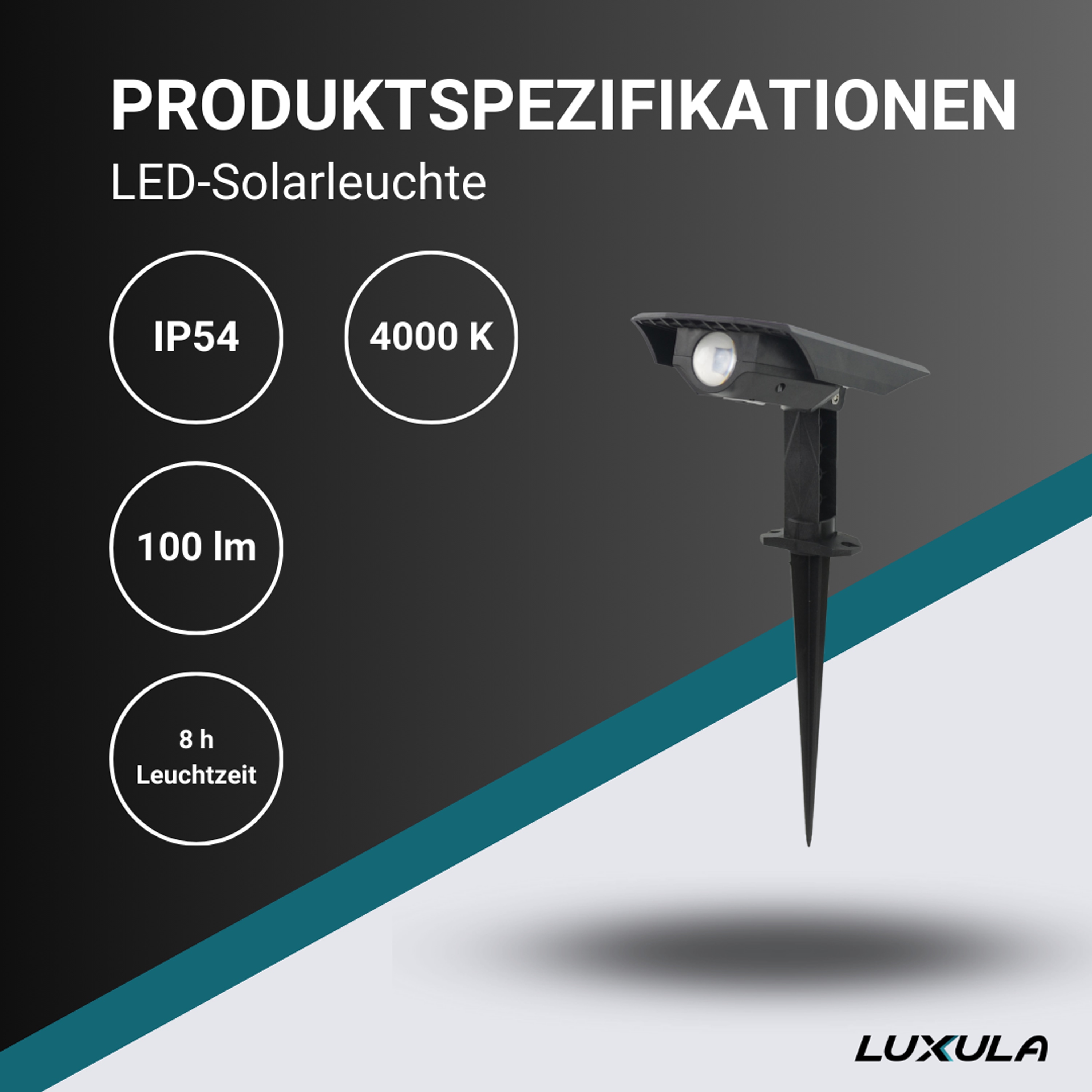 LUXULA Solar Gartenstrahler LXSO700110, 4000K, IP54, verstellbarer Lichtwinkel LUXULA Solar Gartenstrahler LXSO700110, 4000K, IP54, verstellbarer Lichtwinkel