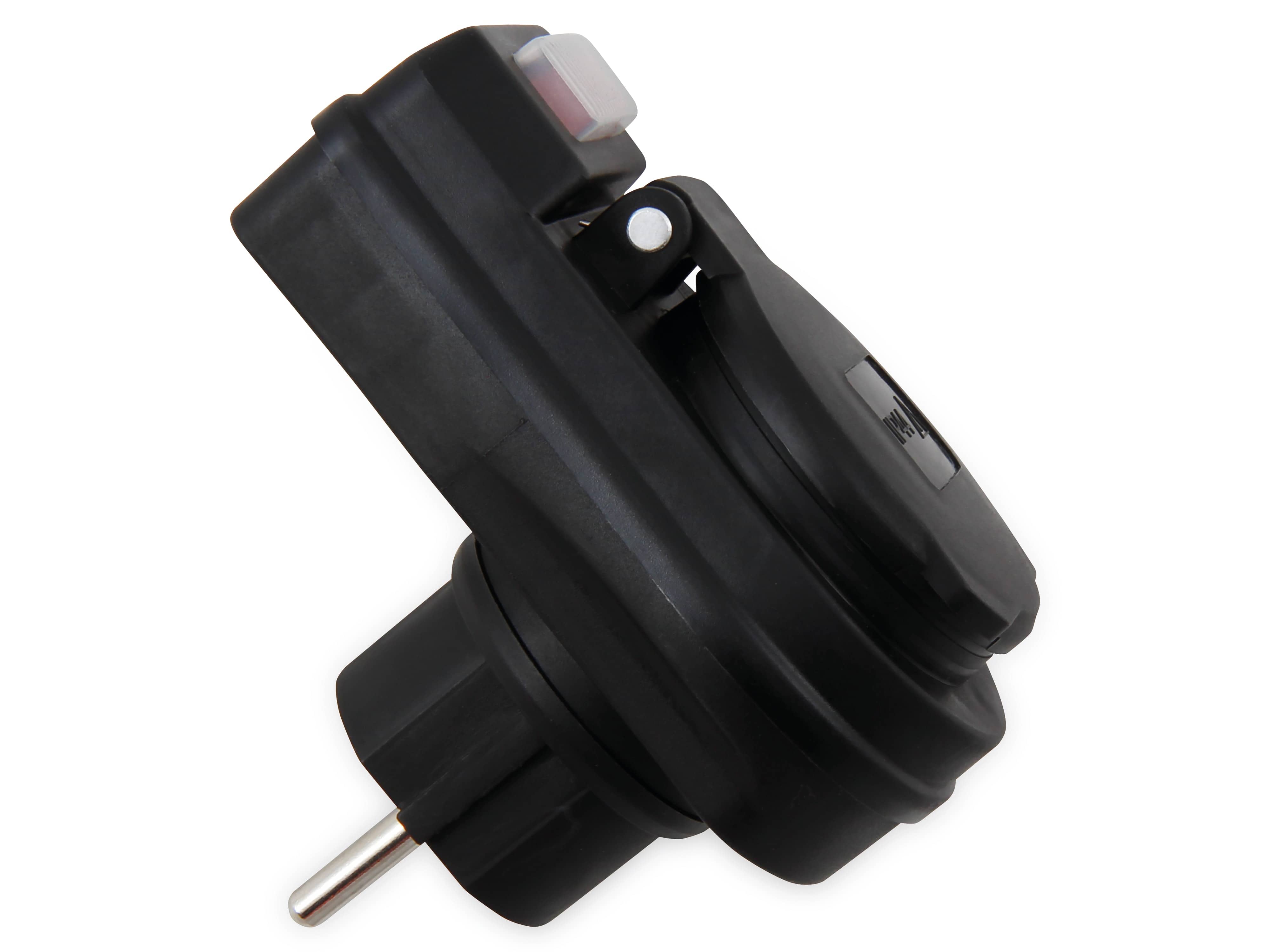 MCPOWER Schutzkontakt-Zwischensteckdose mit Schalter, IP44, schwarz MCPOWER Schutzkontakt-Zwischensteckdose mit Schalter, IP44, schwarz