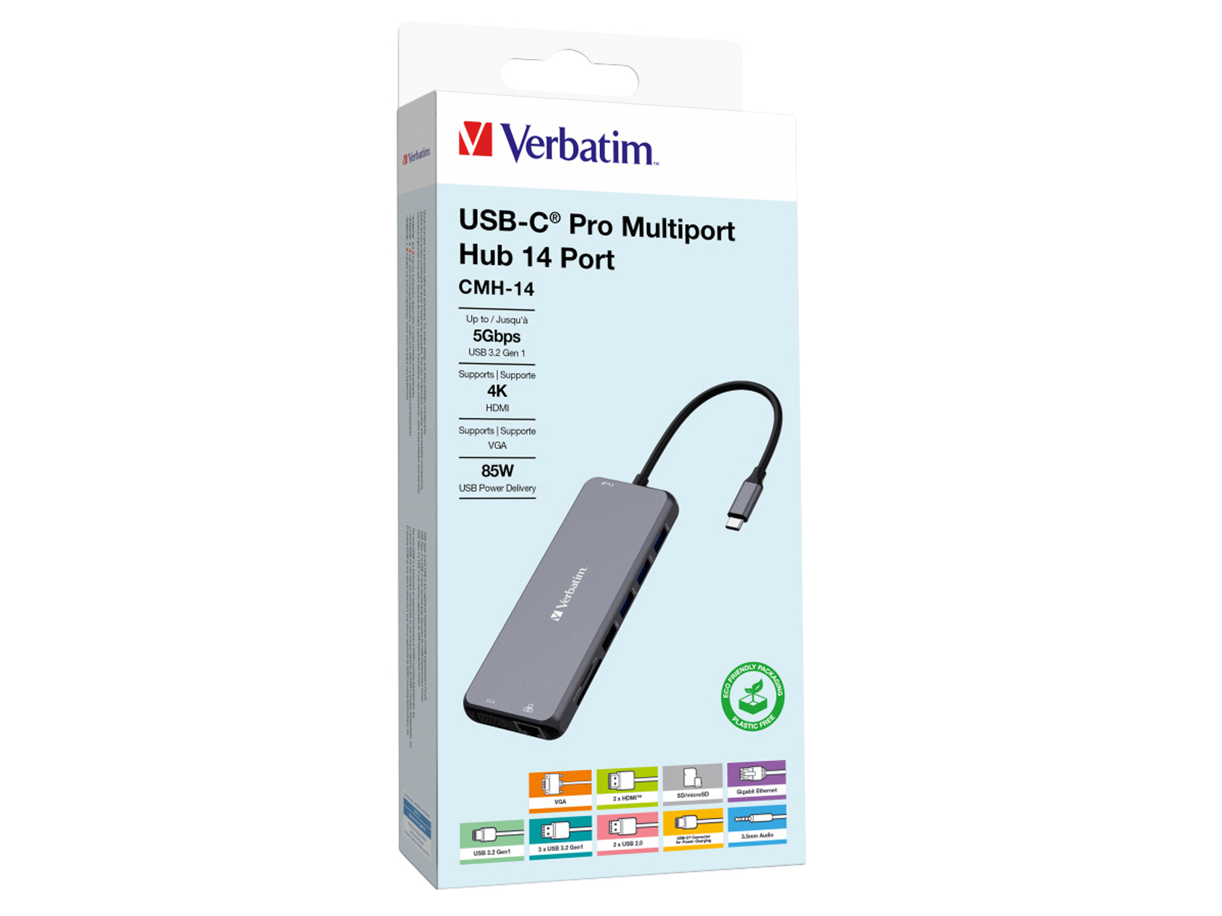 VERBATIM USB-C Pro Multiport Hub CMH-14 VERBATIM USB-C Pro Multiport Hub CMH-14