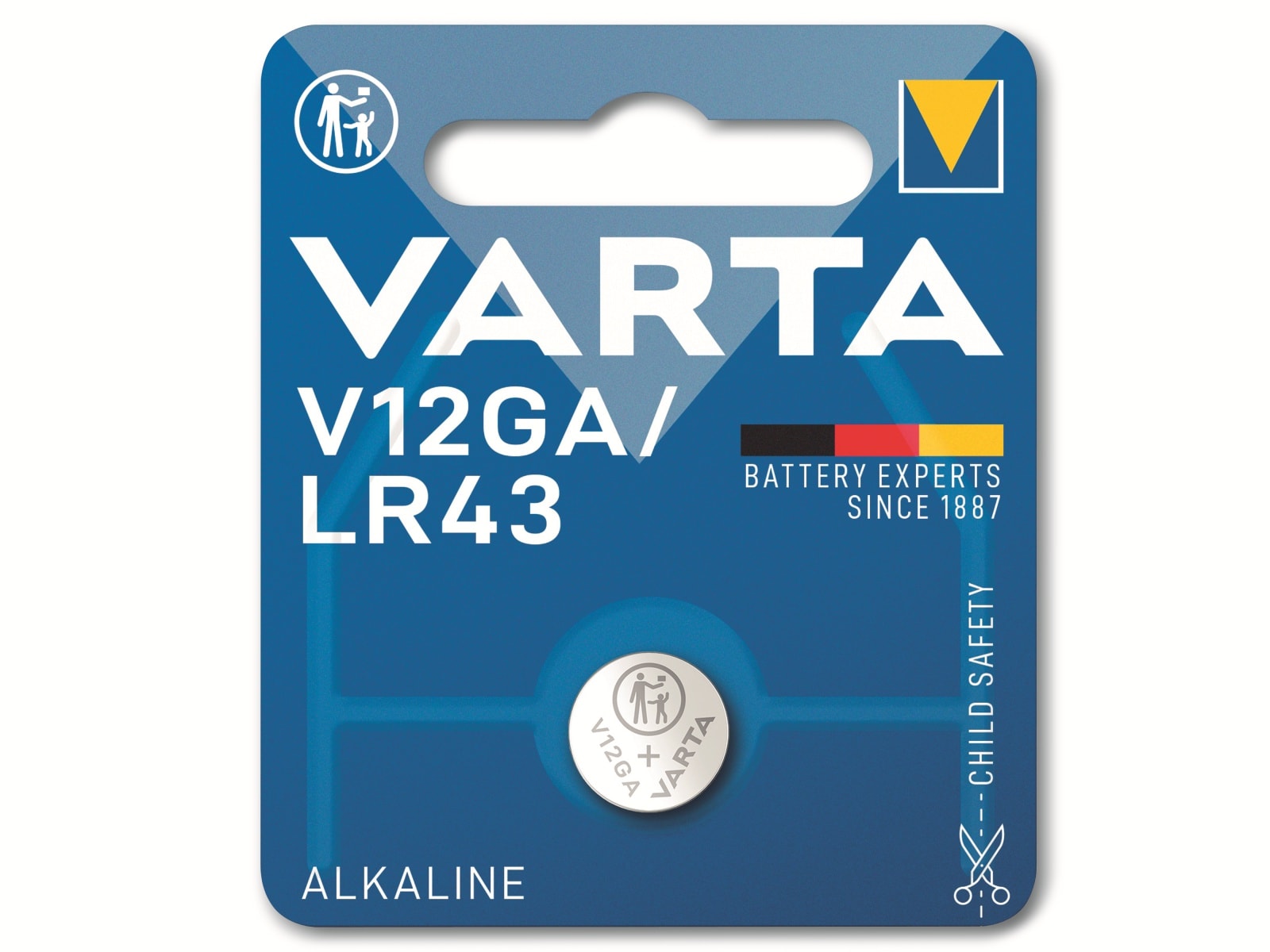 VARTA Knopfzelle Alkaline, LR43, 1.5V V12GA, 1.5V, 1 Stück VARTA Knopfzelle Alkaline, LR43, 1.5V V12GA, 1.5V, 1 Stück
