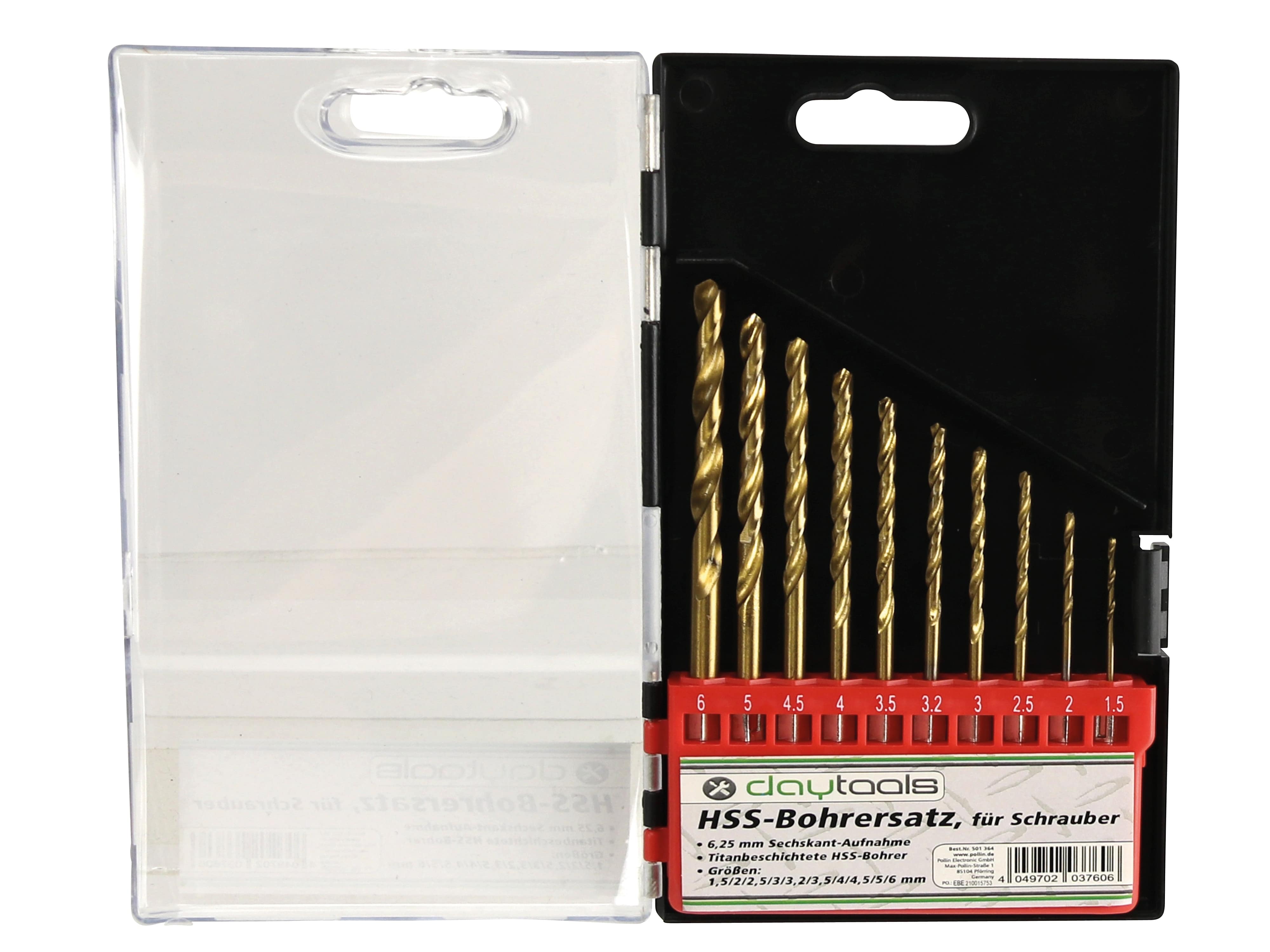 HSS Bohrersatz für Schrauber, 1,5...6 mm, 10-teilig HSS Bohrersatz für Schrauber, 1,5...6 mm, 10-teilig
