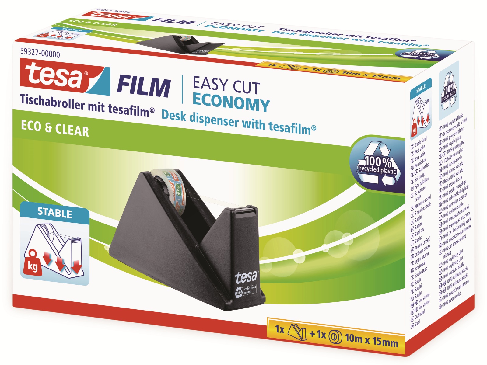 TESA film® Sparpack Abroller + film® eco&clear, 1 Rolle 10m:15mm, 59327-00000-02 TESA film® Sparpack Abroller + film® eco&clear, 1 Rolle 10m:15mm, 59327-00000-02