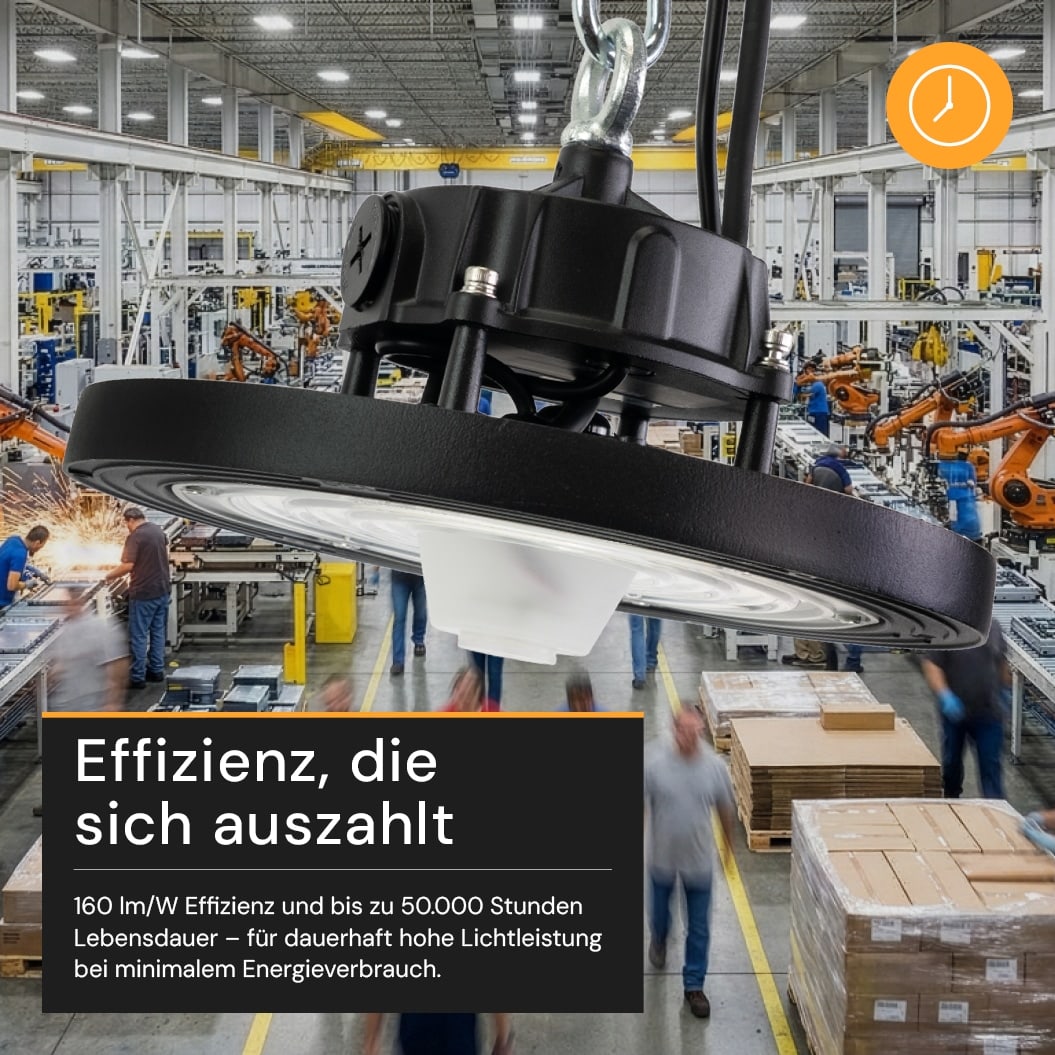 ENOVALITE LED-HighBay-Leuchte, UFO, 60...100 W, 4000 K, EEK: C, 9600...16000 lm, dimmbar, IP65, schwarz ENOVALITE LED-HighBay-Leuchte, UFO, 60...100 W, 4000 K, EEK: C, 9600...16000 lm, dimmbar, IP65, schwarz