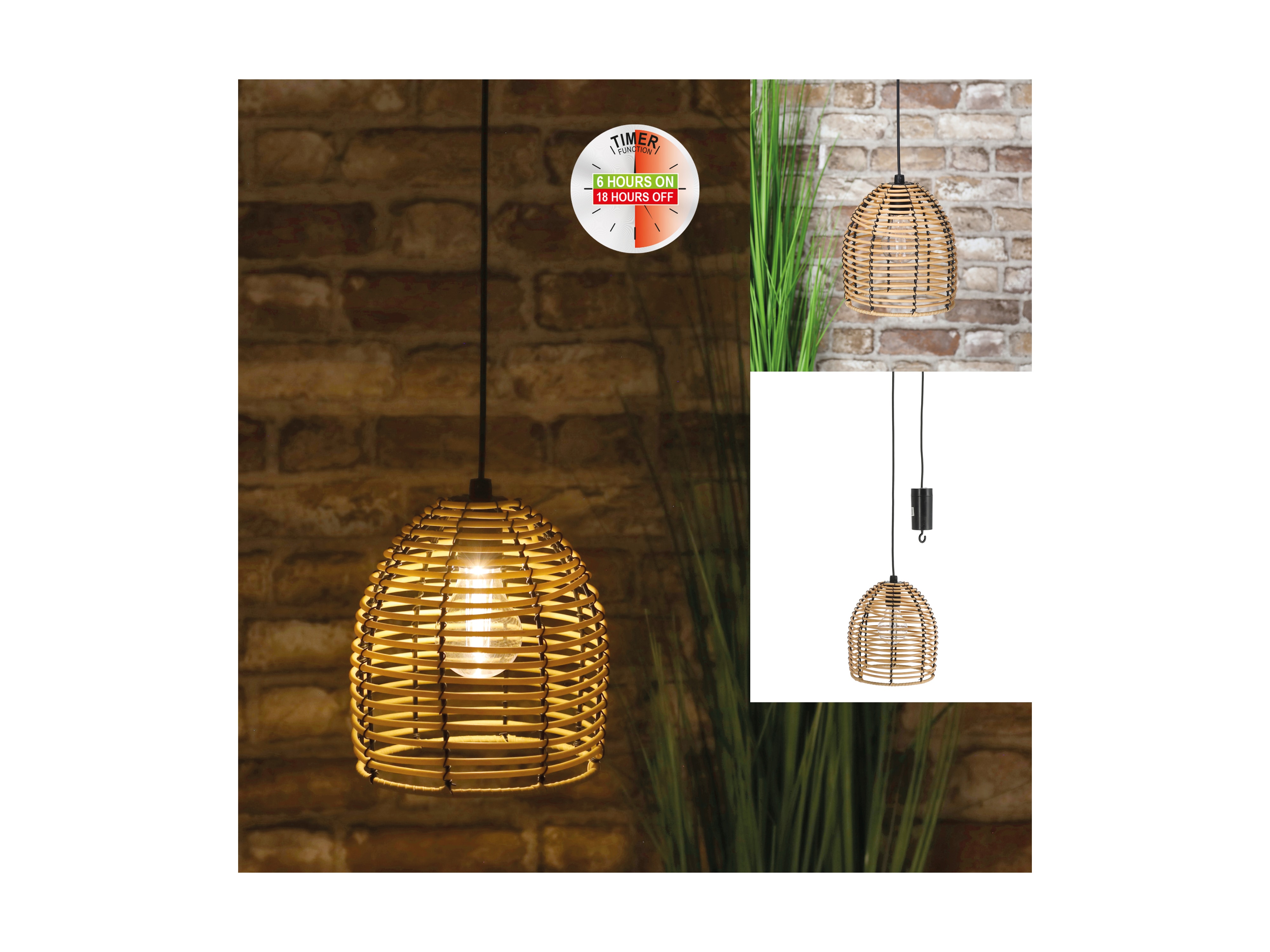 Outdoorlampe Rattan, Ø 16 cm, LED, warmweiß, batteriebetrieben Outdoorlampe Rattan, Ø 16 cm, LED, warmweiß, batteriebetrieben
