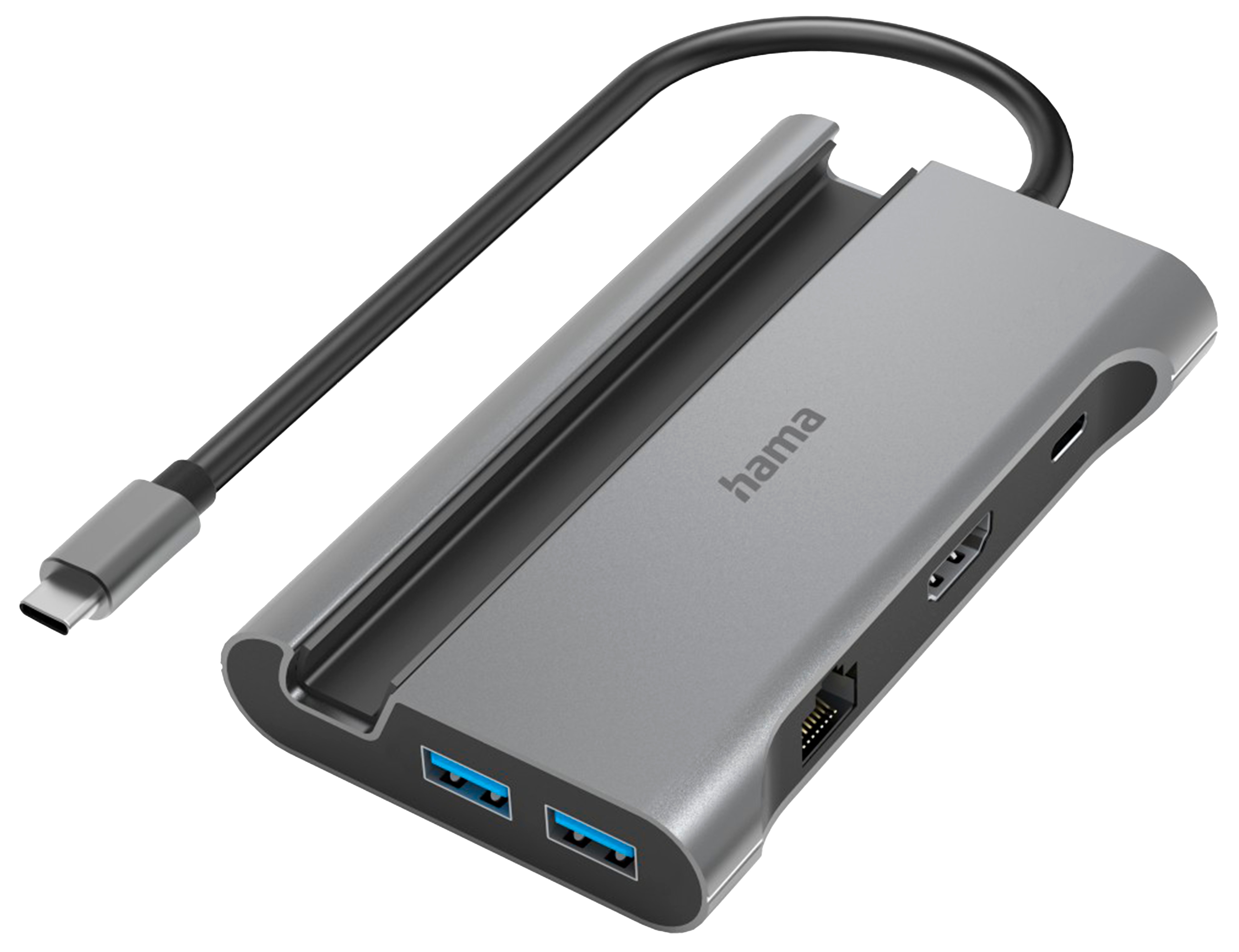 HAMA USB-C-Hub "Connect2Mobile V2", USB-A, USB-C, HDMI, LAN, Multiport HAMA USB-C Hub Connect2Mobile V2