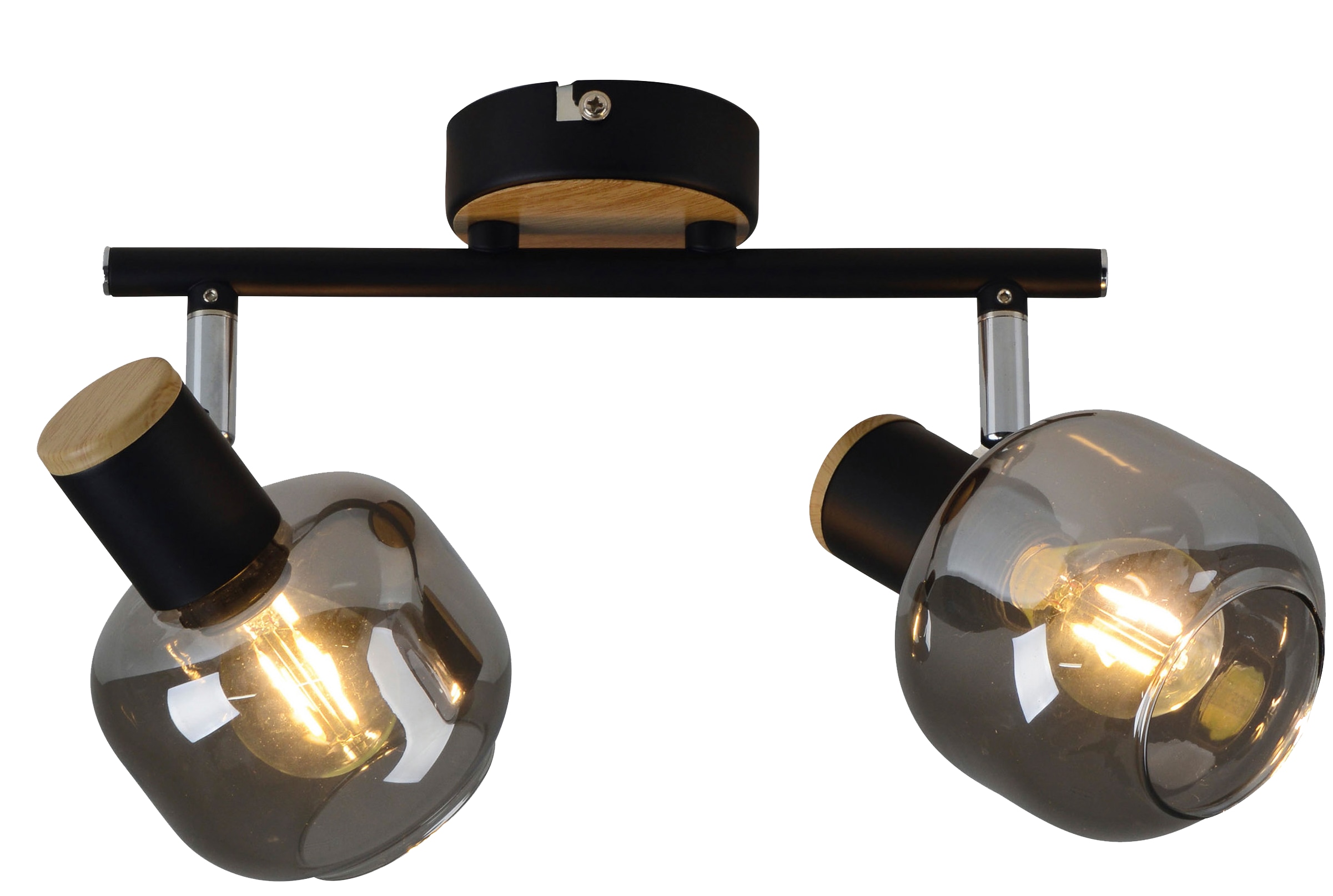 NÄVE Deckenleuchte 1350122, 40W, 2xE14, schwarz/natur NÄVE Deckenleuchte 1350122, 40W, 2xE14, schwarz/natur