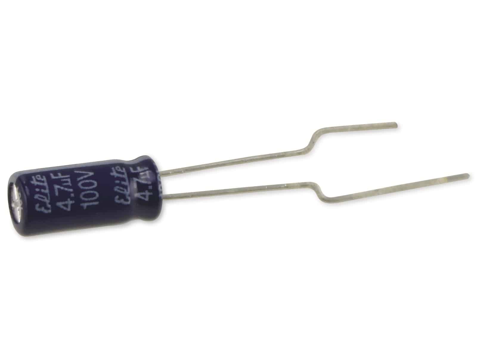 Elko 4,7µF, 100V-, radial, RM 2mm Elko, radial, hochvolt