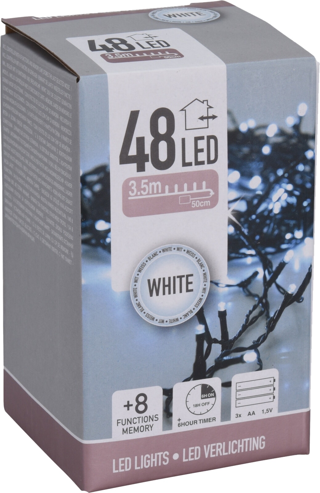 LED-Lichterkette kaltweiß, 48 LEDs, Batteriebetrieben, schwarzes Kabel, Innen/Außen, 4m KOOPMAN LED-Lichterkette kaltweiß, 48 LEDs, Batteriebetrieben, schwarzes Kabel, Innen/Außen, 4m