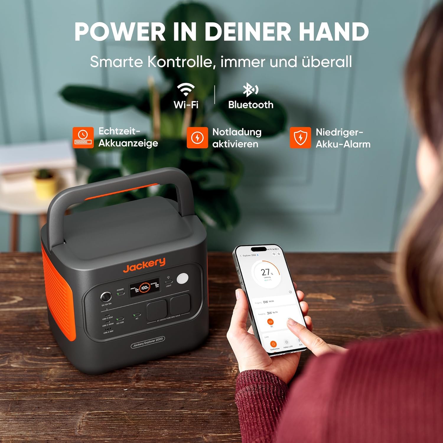 JACKERY Powerstation E2000 V2 EU, 2.042 Wh, Lithium-Eisenphosphat, 2.200 W, solarkompatibel