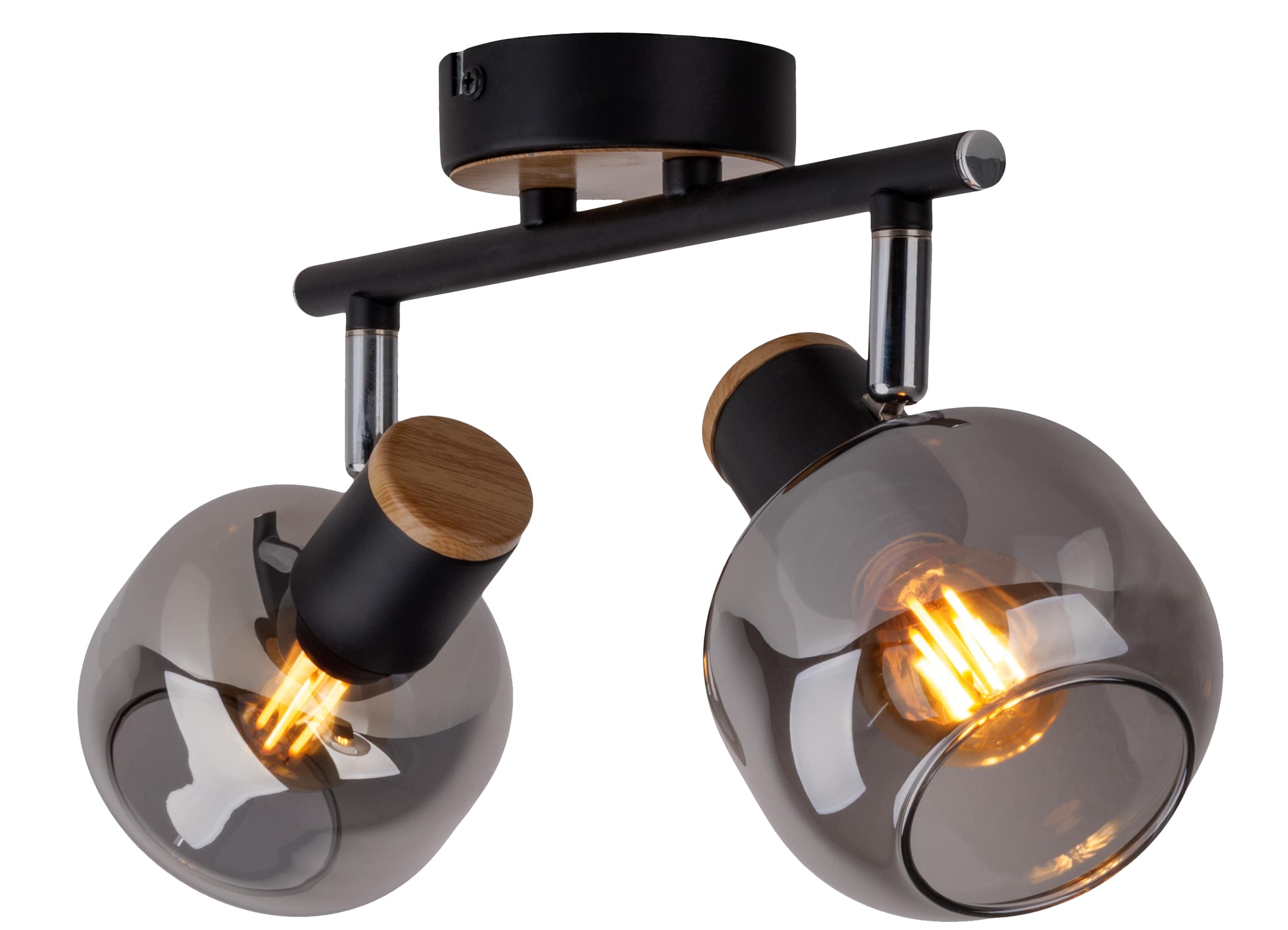 NÄVE Deckenleuchte 1350122, 40W, 2xE14, schwarz/natur NÄVE Deckenleuchte 1350122, 40W, 2xE14, schwarz/natur