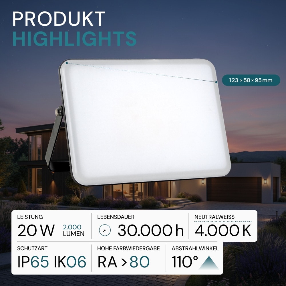 LUXULA LED-Fluter mit Schnellverbinder, EEK: F, 20W, 2000lm, 4000K, schwarz LUXULA LED-Fluter mit Schnellverbinder, EEK: F, 20W, 2000lm, 4000K, schwarz
