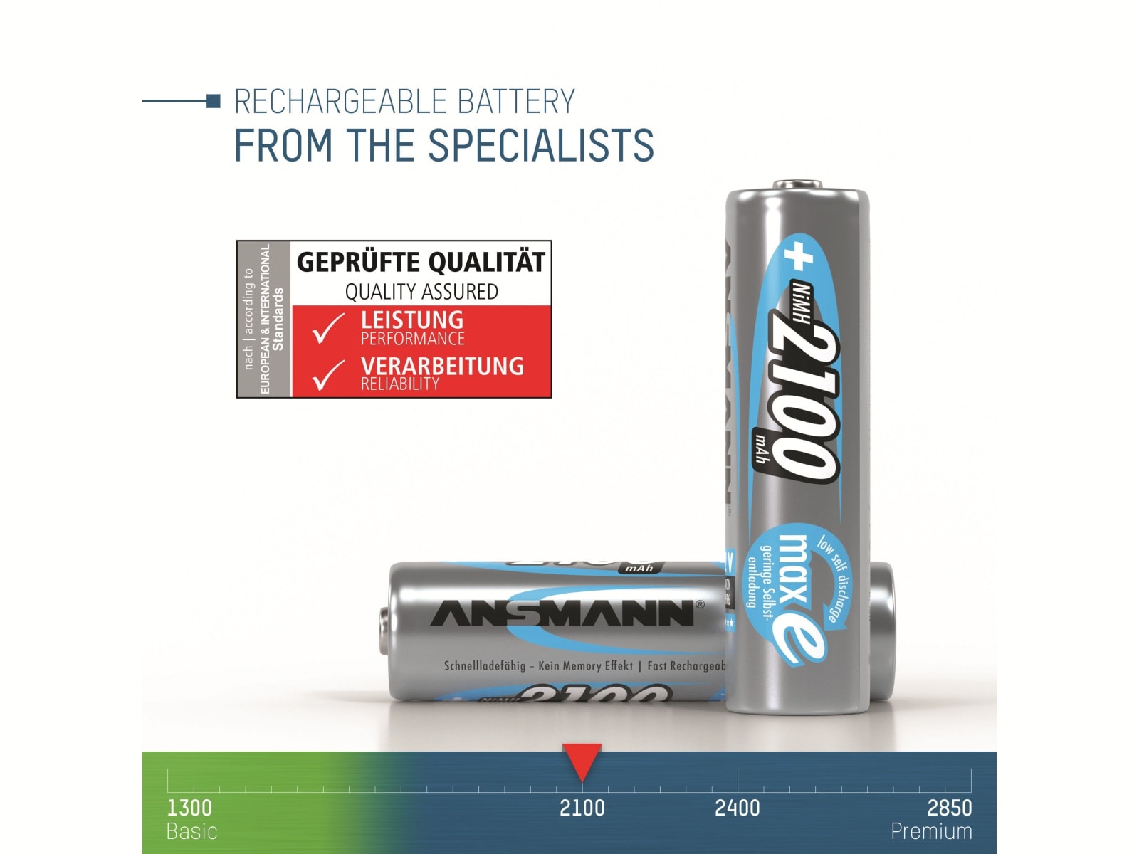 ANSMANN NiMH-Mignon-Akku maxE, 2100 mAh, 1,2V-, 8 Stück ANSMANN NiMH-Mignon-Akku maxE, 2100 mAh, 1,2V-, 8 Stück
