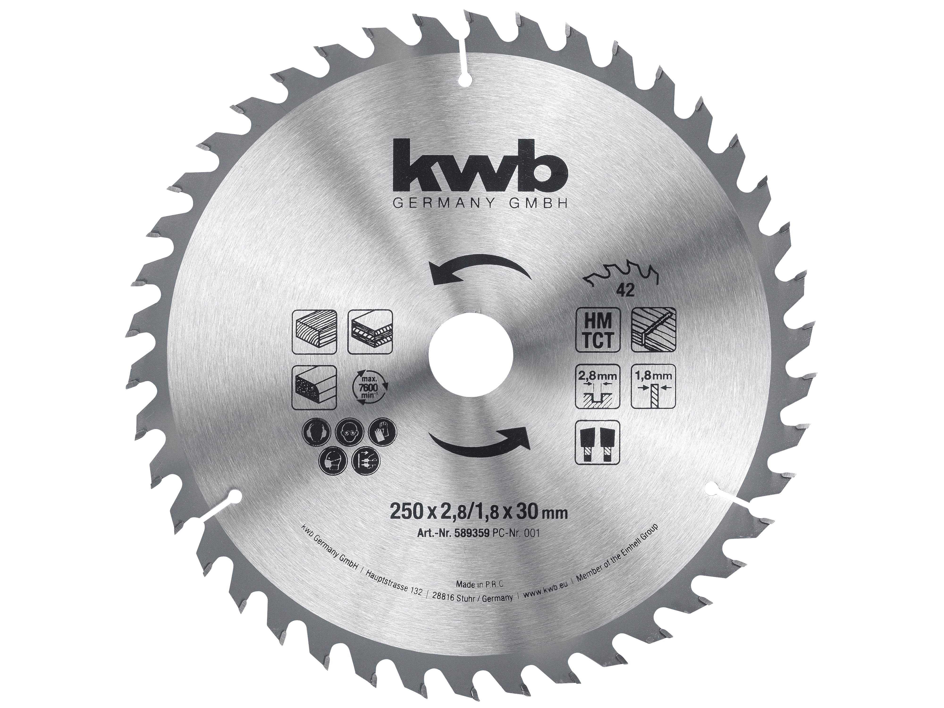 KWB Kreissägeblatt, 589359, 250x30 mm, 42 Zähne