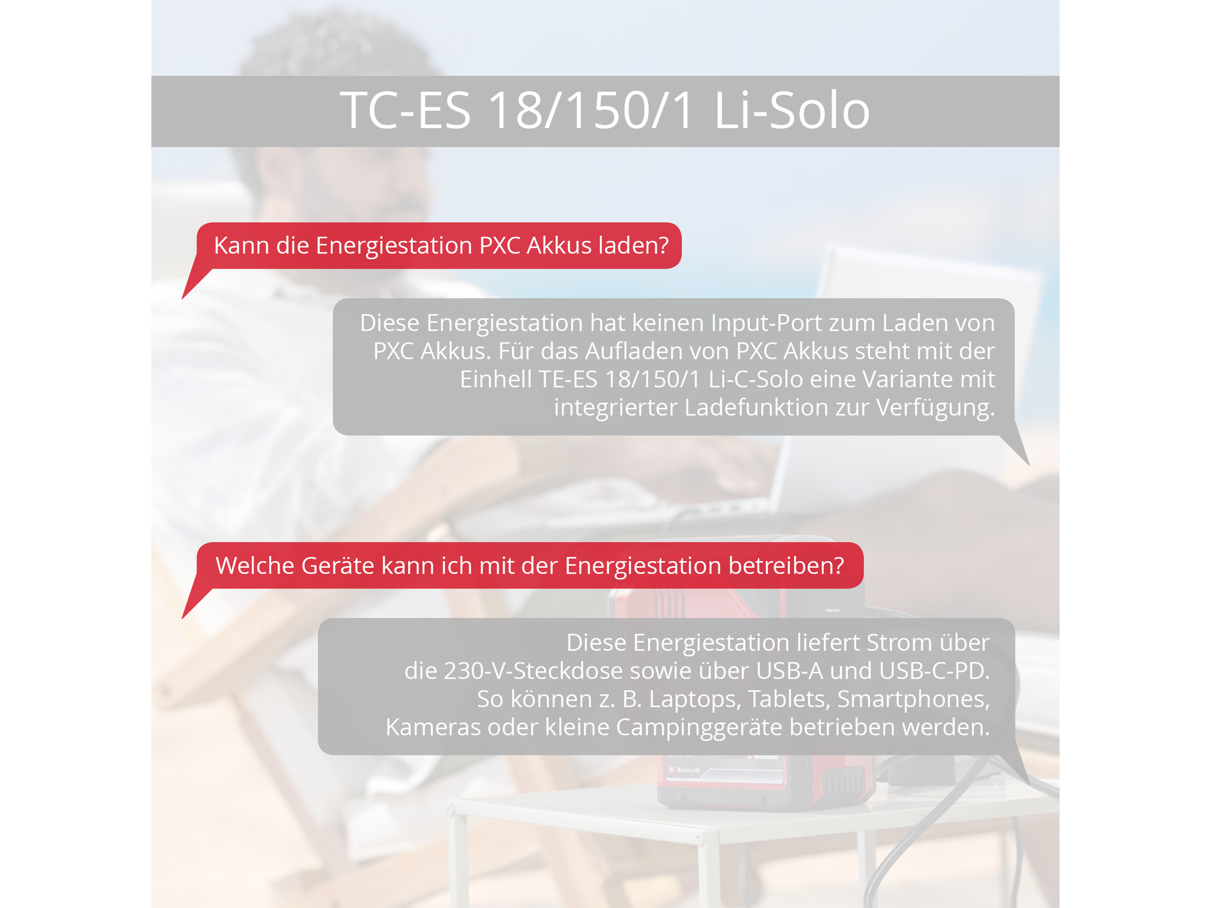 EINHELL Akku-Energiestation TC-ES 18/150/1 Li, 1091320, Solo EINHELL Akku-Energiestation TC-ES, 18/150/1 Li - Solo, 1091320