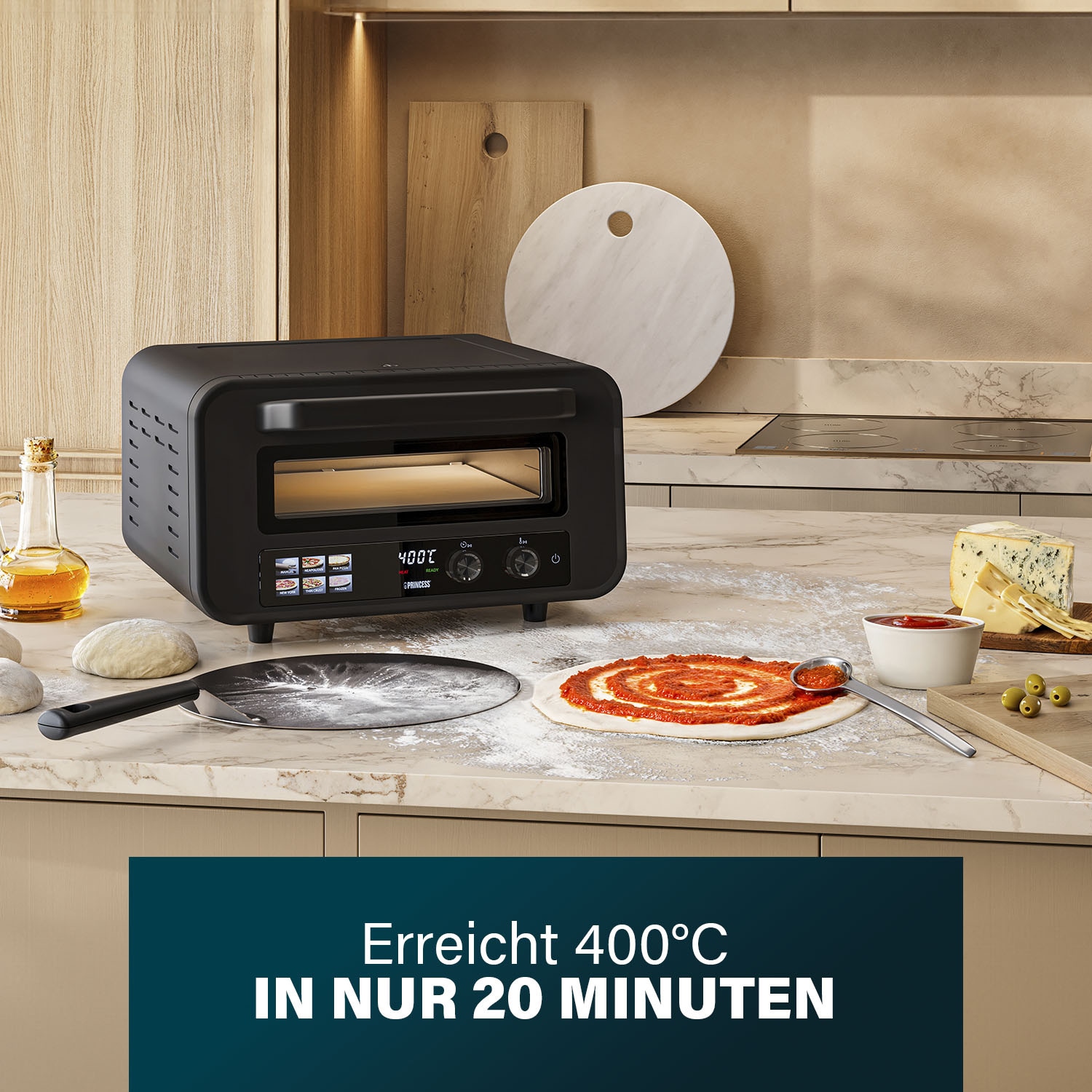 PRINCESS Pizzaofen Pro Max, 15L, 400°C, mit Pizzastein & Schaufel, 2100W PRINCESS Pizzaofen Pro Max, 15L, 400°C, mit Pizzastein & Schaufel, 2100W