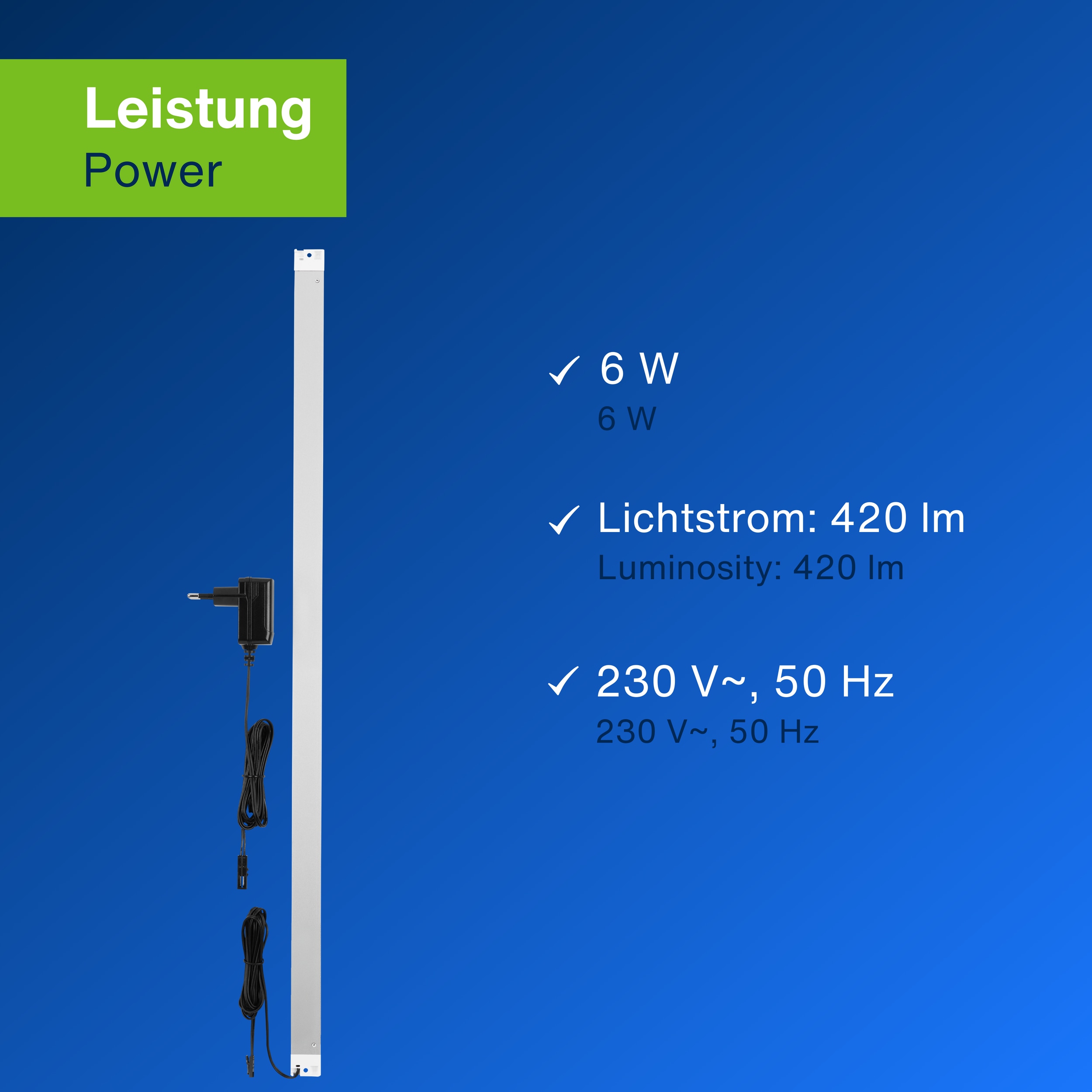 REV LED-Unterbauleuchte Mini Slim, 6W, 3000K, 420lm, warmweiß, IP20, 60 cm REV LED-Unterbauleuchte Mini Slim, 6W, 3000K, 420lm, warmweiß, IP20, 60 cm