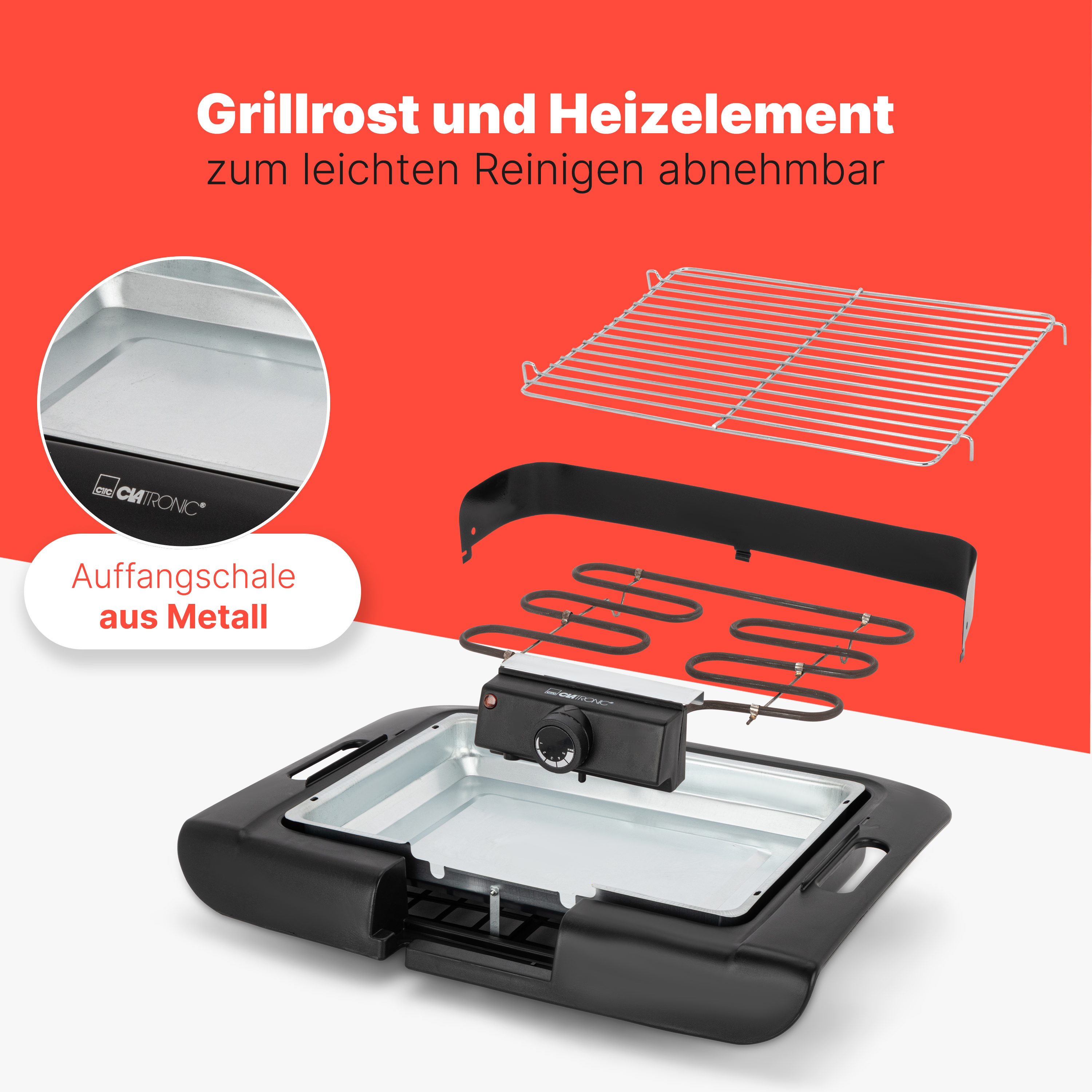 CLATRONIC Barbecue-Tischgrill BQ 3841, Elektrogrill, Schwarz, 2000 W CLATRONIC Barbecue-Tischgrill BQ 3841, Elektrogrill, Schwarz, 2000 W