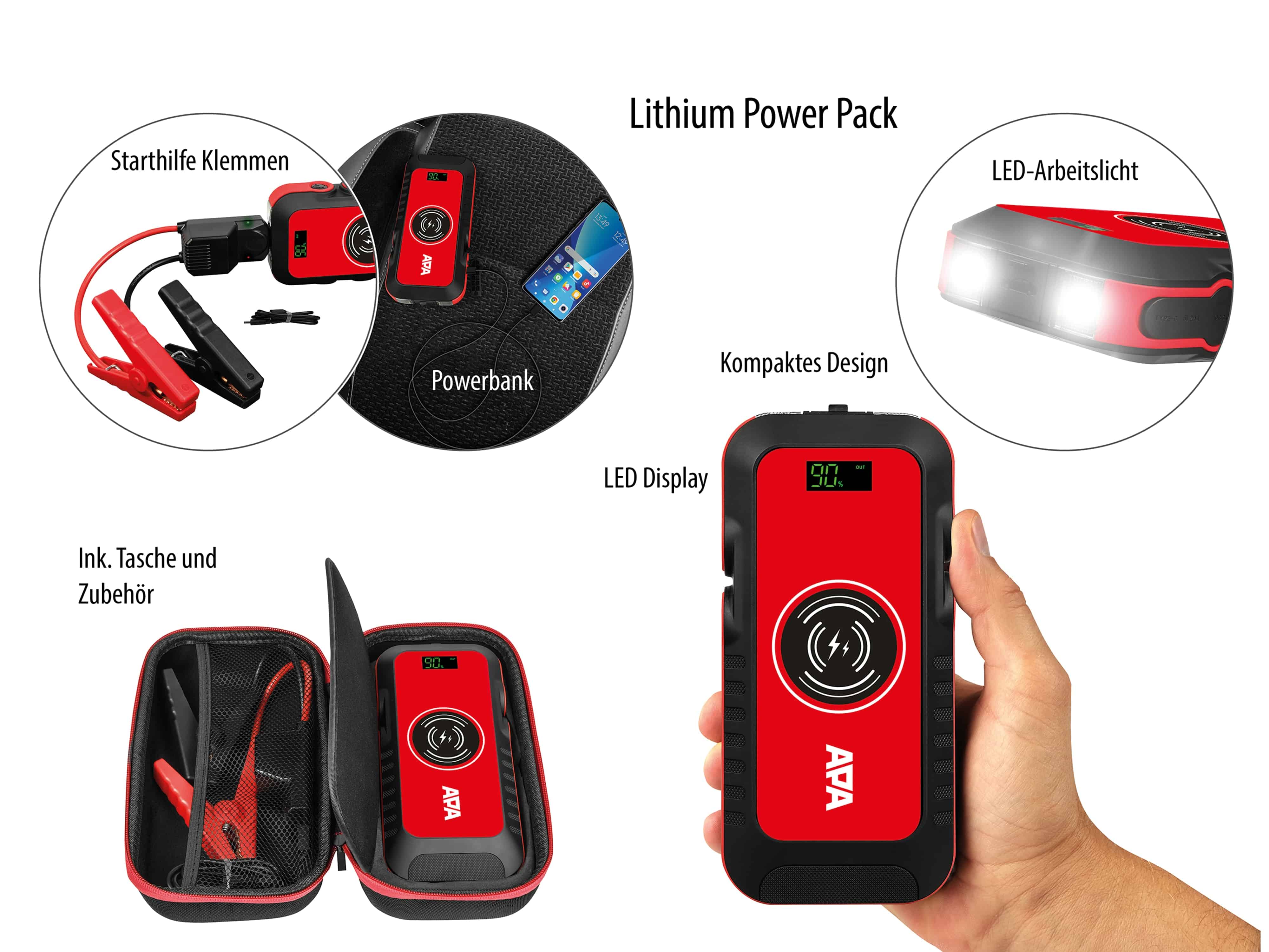 APA Lithium Powerpack 16.000 mAh, mit Starthilfe 16444 APA Lithium Powerpack 16.000 mAh, mit Starthilfe 16444