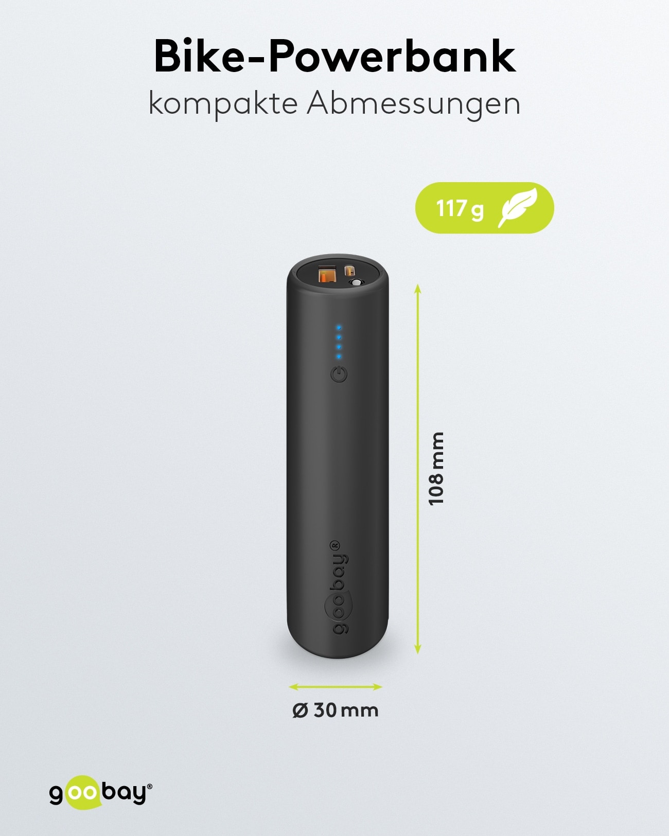 GOOBAY Bike Powerbank 60656, 5000mAh, QC/PD, mit Halterung GOOBAY Bike Powerbank 60656, 5000mAh, QC/PD, mit Halterung