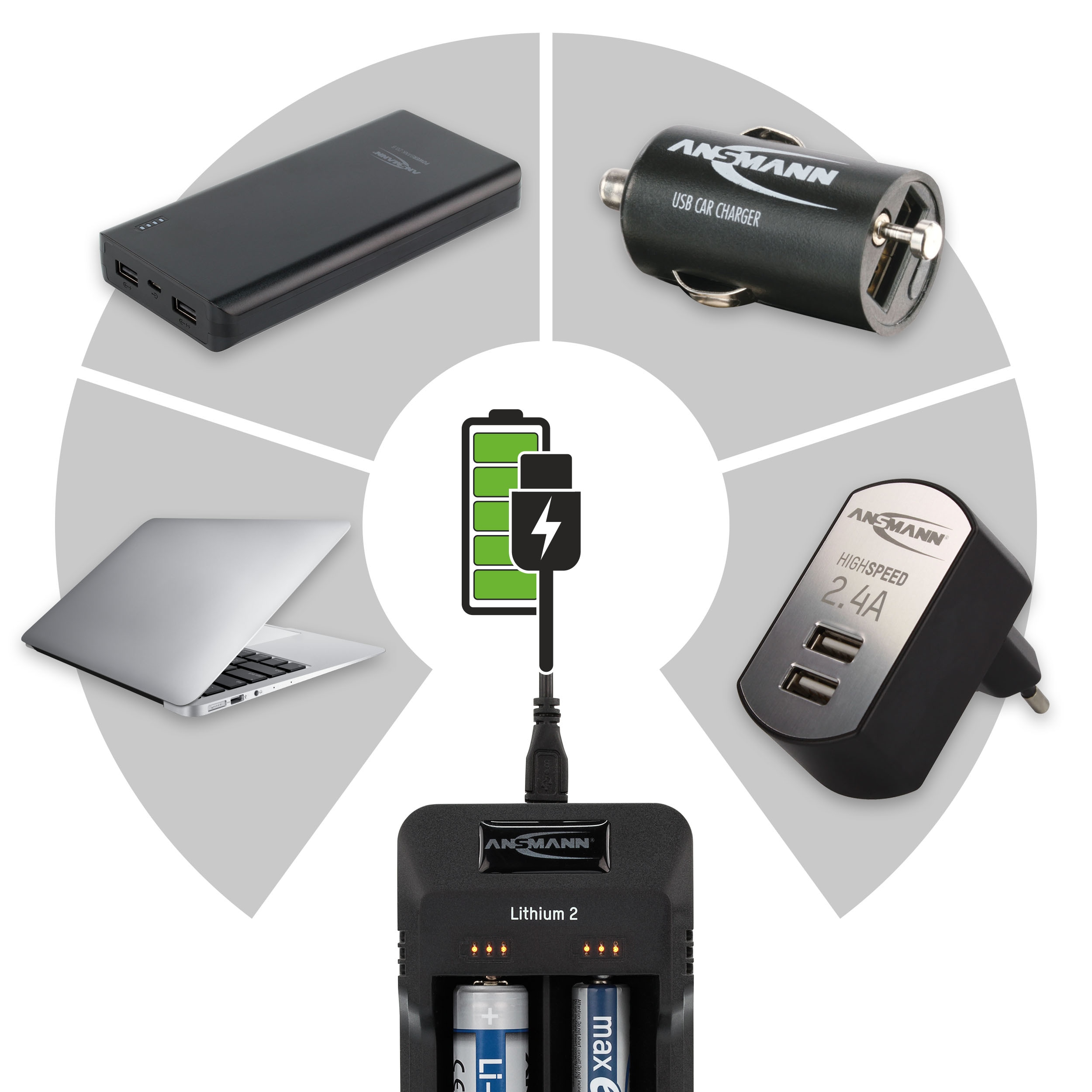ANSMANN Ladegerät, Lithium 2, Li-Ion/NIMH, USB ANSMANN Ladegerät, Lithium 2, Li-Ion/NIMH, USB