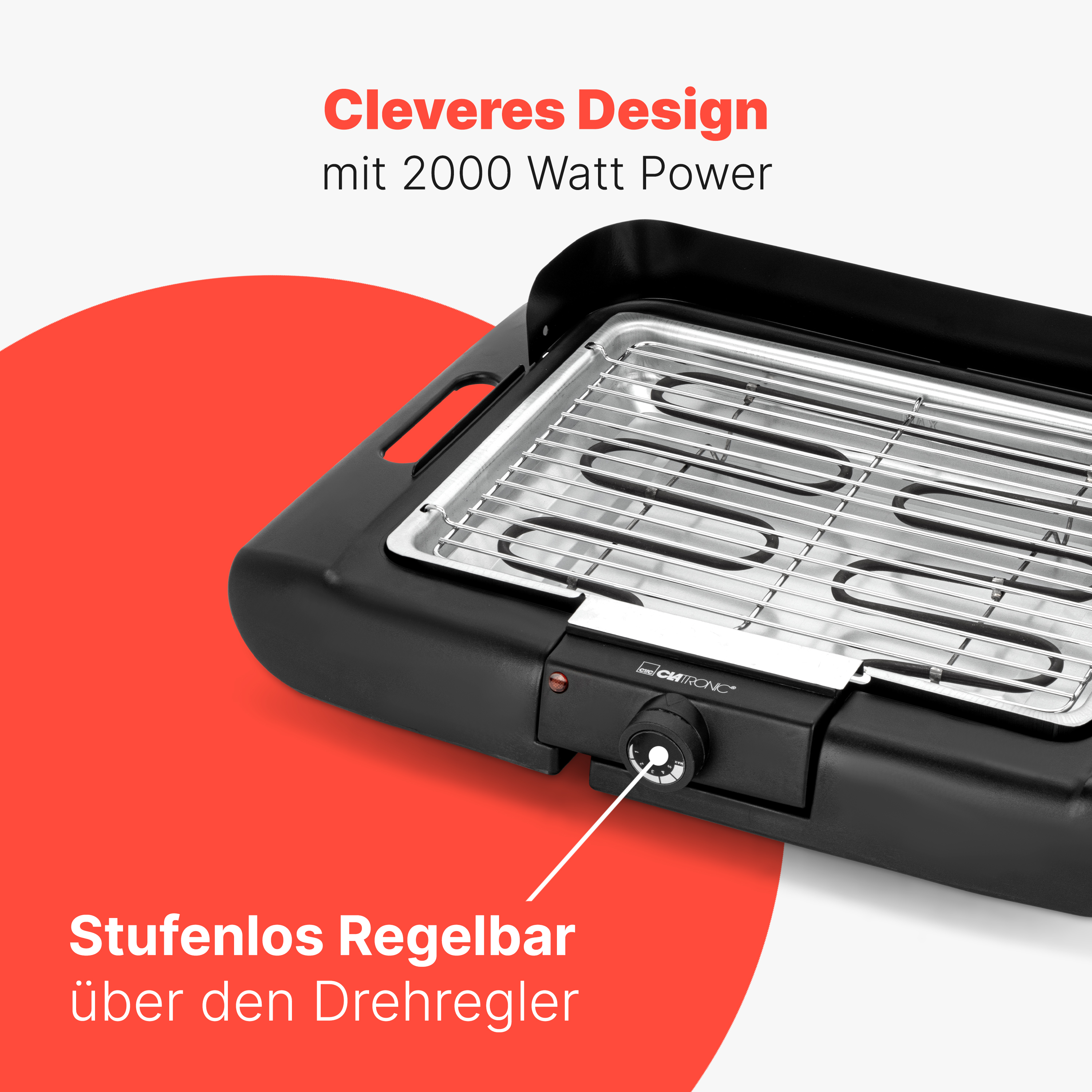 CLATRONIC Barbecue-Tischgrill BQ 3841, Elektrogrill, Schwarz, 2000 W CLATRONIC Barbecue-Tischgrill BQ 3841, Elektrogrill, Schwarz, 2000 W