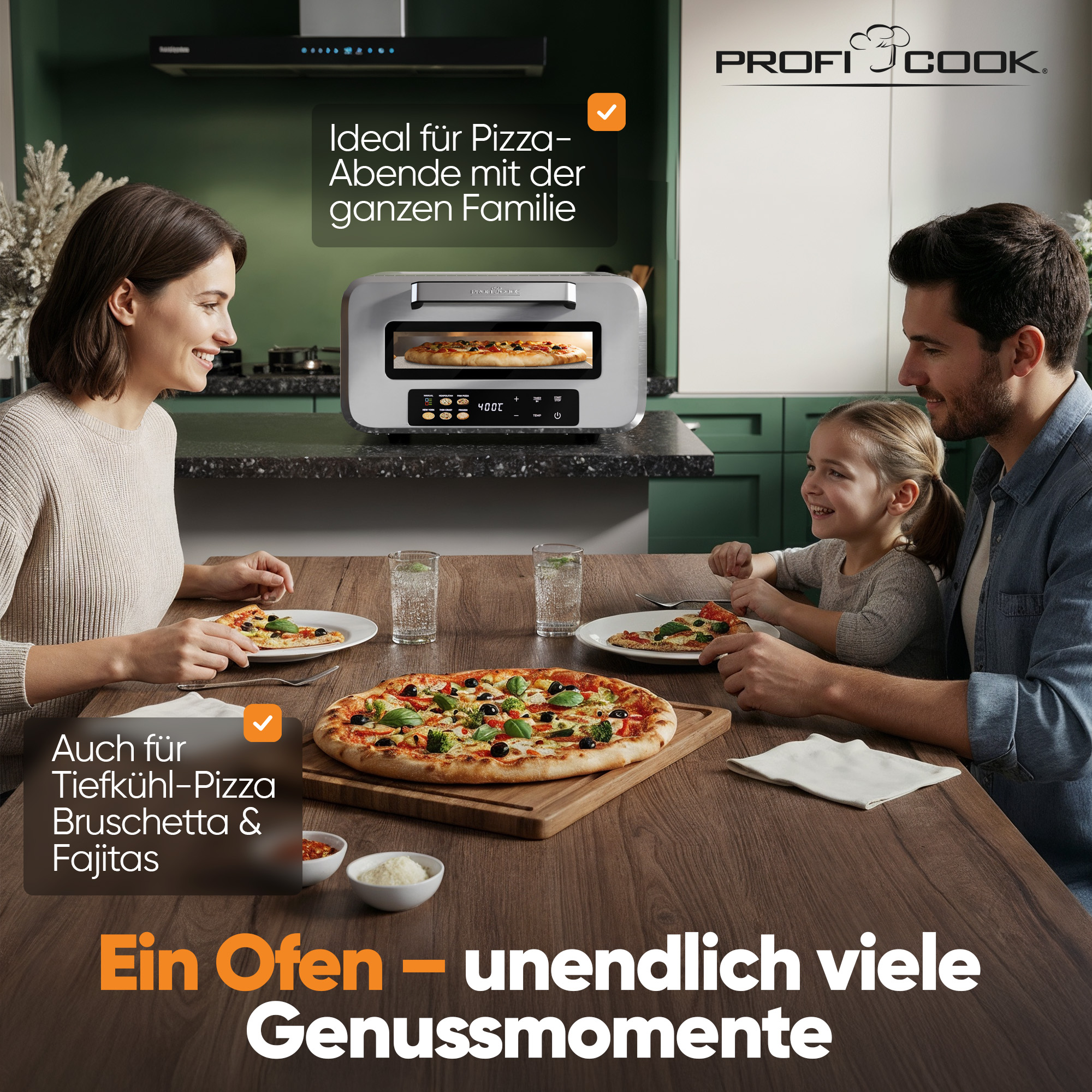 PROFI COOK Pizzaofen PC-PO 1323, inkl. Pizzastein & Pizzaheber, 400°C PROFICOOK Pizzaofen PC-PO 1323, inkl. Pizzastein & Pizzaheber, 400°C