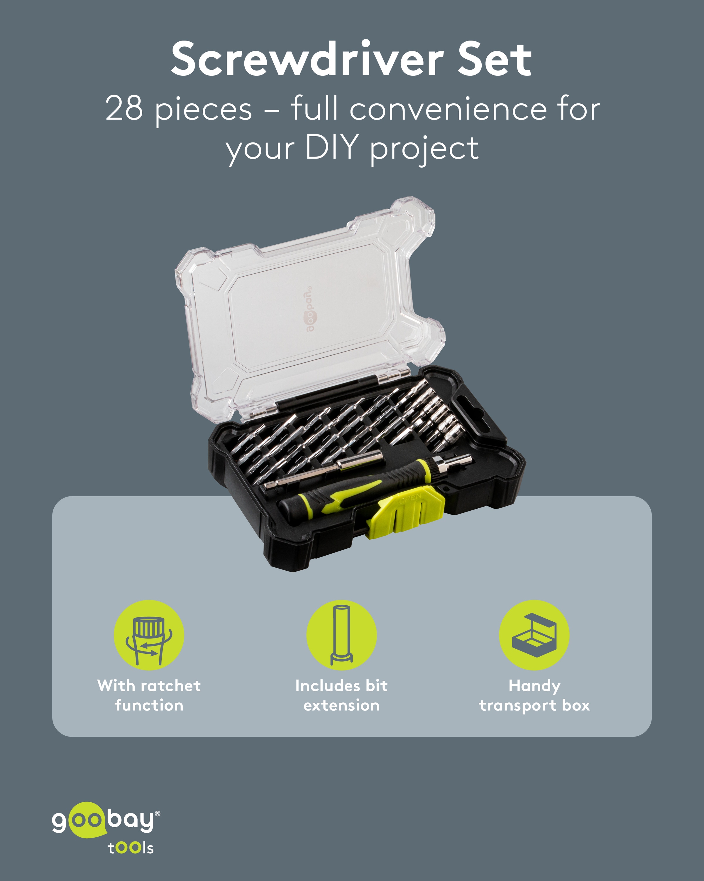 GOOBAY TOOLS Schraubendreher-Set, 77840, mit 26-tlg. Bitsatz GOOBAY TOOLS Schraubendreher-Set, 77840, mit 26-tlg. Bitsatz