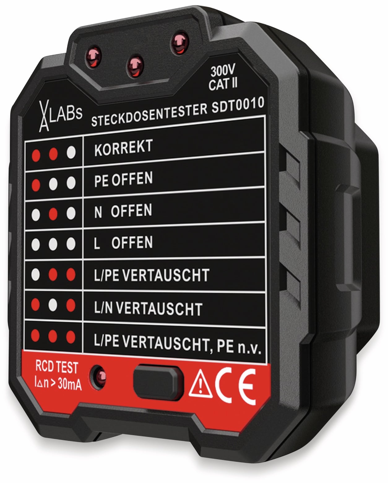 VA LABS SDT0010: Steckdosentester mit RCD-Prüfung VA LABS SDT0010: Steckdosentester mit RCD-Prüfung