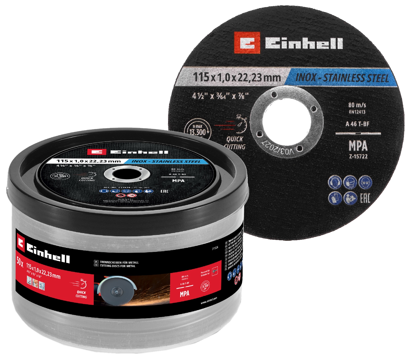 EINHELL Trennscheiben, 711526, 115x1,0 mm, 50 Stück EINHELL Trennscheiben, 711526, 115x1,0 mm, 50 Stück