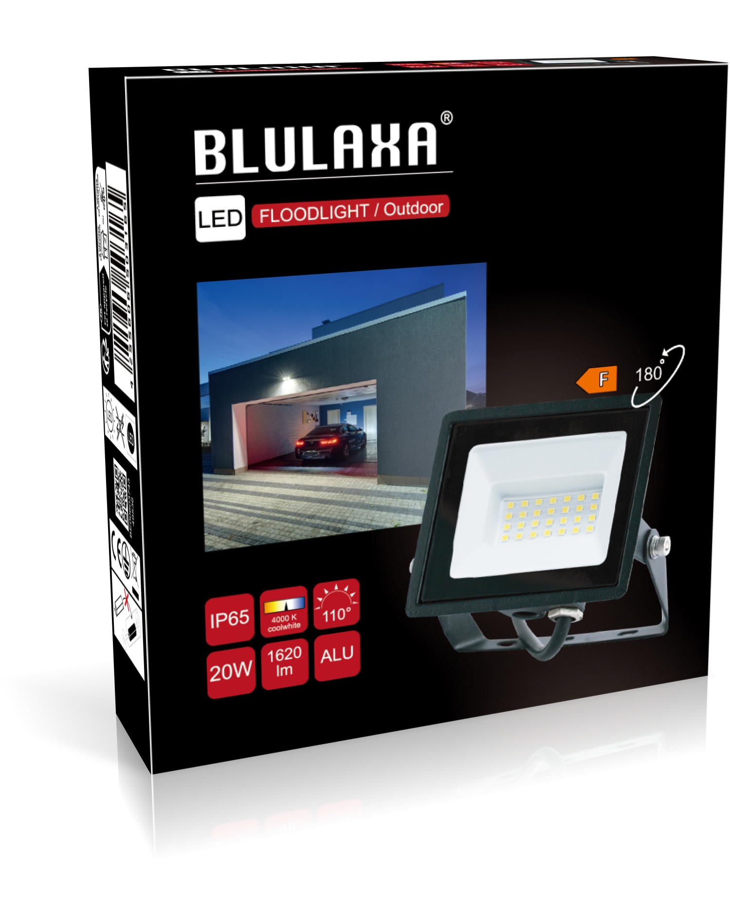 BLULAXA LED-Fluter, EEK: F, 20W, 1620lm, 4000K, schwarz BLULAXA LED-Fluter, EEK: F, 20W, 1620lm, 4000K, schwarz