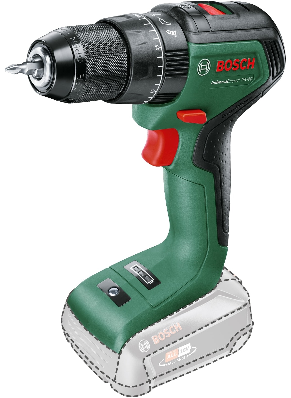 BOSCH Akku-Schlagbohrschrauber UniversalImpact 18V-60 06039D7100, 2-Gang, ohne Akku