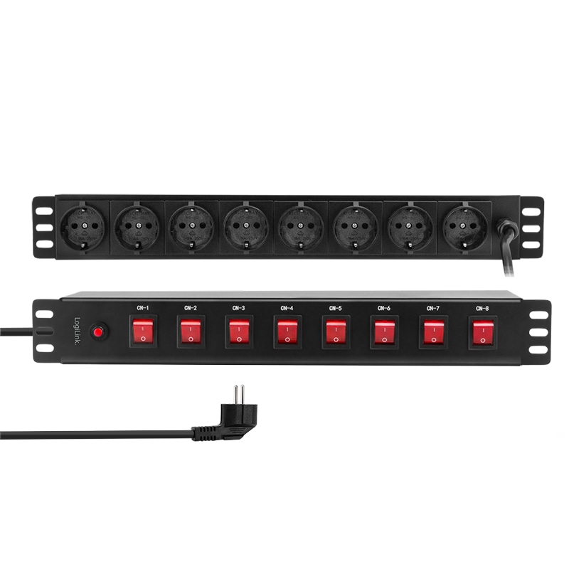 LOGILINK Steckdosenleiste PDU8D01, 8-fach, 19", einzeln schaltbar, schwarz LOGILINK Steckdosenleiste PDU8D01, 8-fach, 19", einzeln schaltbar, schwarz