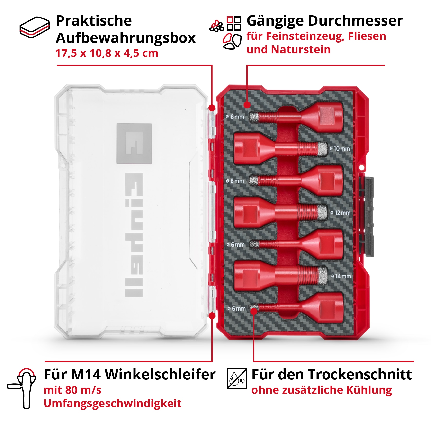 EINHELL Fliesenbohrer-Set, 500400, M-Case, 7-teilig EINHELL Fliesenbohrer-Set, 500400, M-Case, 7-teilig