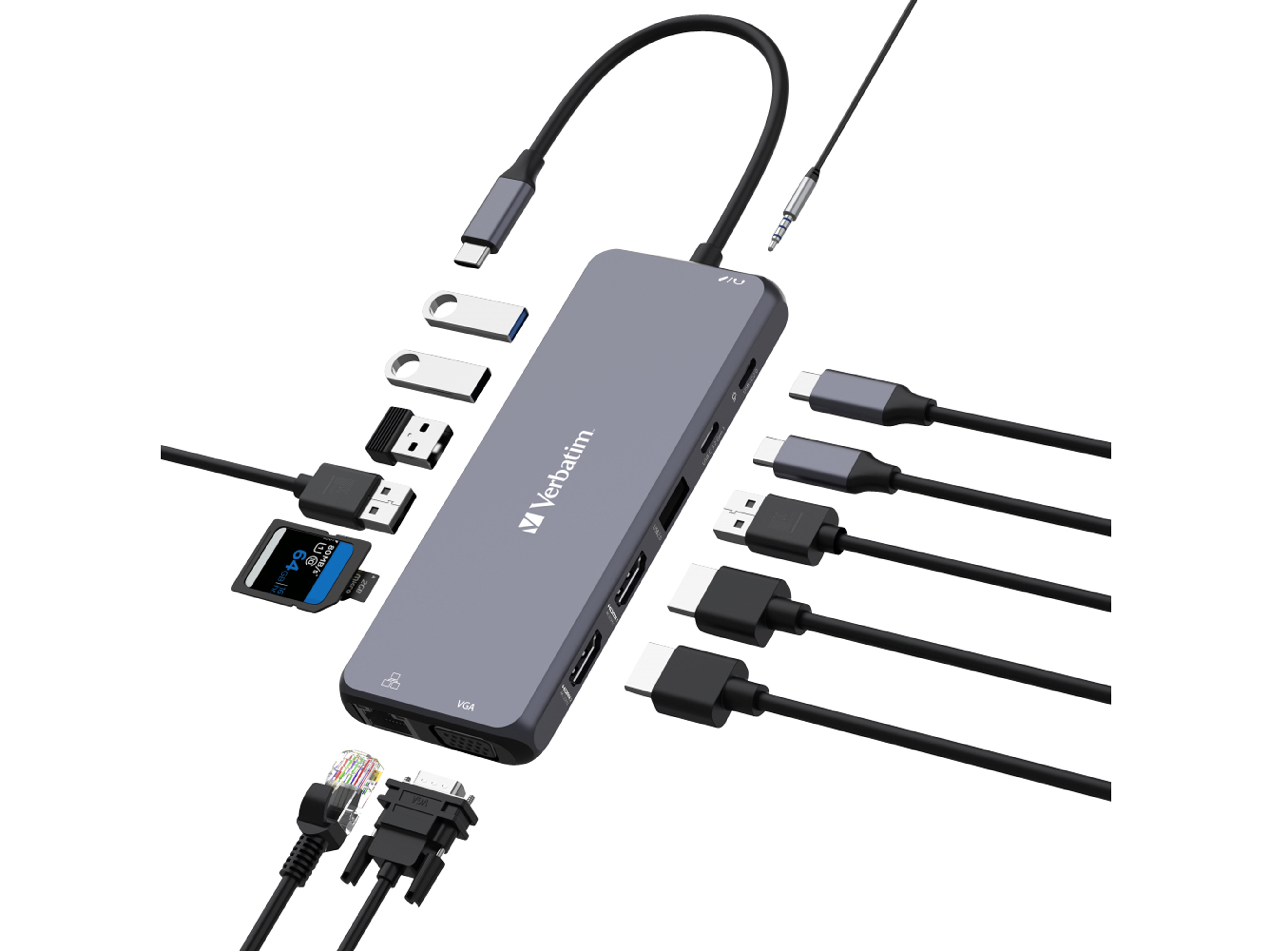 VERBATIM USB-C Pro Multiport Hub CMH-14 VERBATIM USB-C Pro Multiport Hub CMH-14