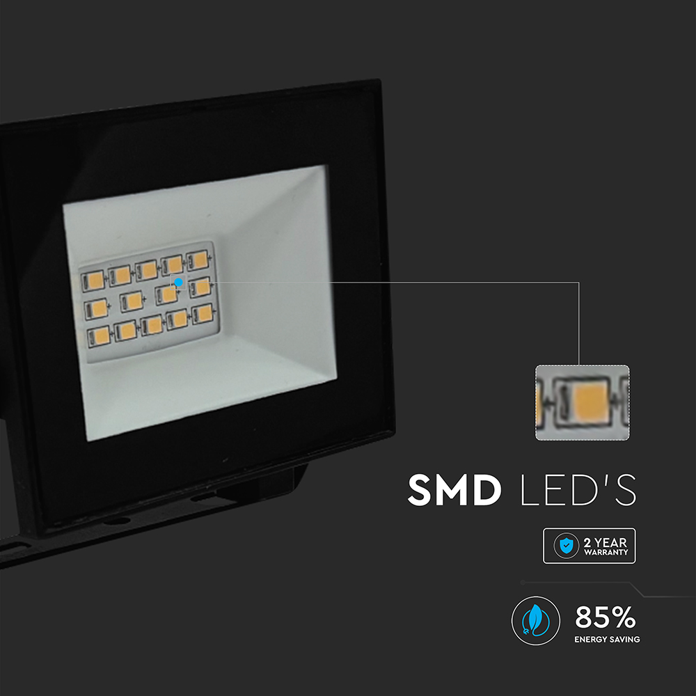V-TAC LED-Fluter, VT-44012, 10 W, 6500K, EEK: F, 730 lm, kaltweiß, IP65, schwarz V-TAC LED-Fluter, VT-44012, 10 W, 6500K, EEK: F, 730 lm, kaltweiß, IP65, schwarz