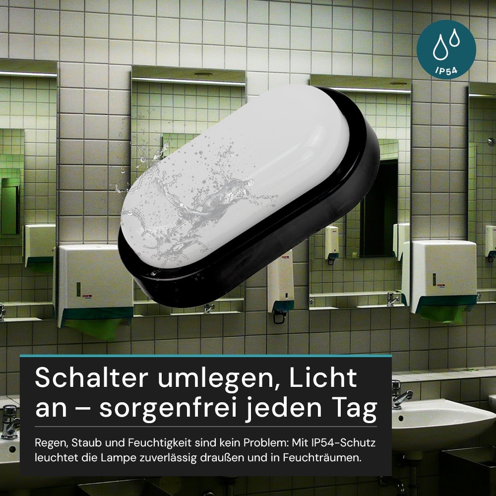 LUXULA LED-Kellerleuchte, 12W, EEK: F, 1080lm, CCT, IP54, schwarz LUXULA LED-Kellerleuchte, 12W, EEK: F, 1080lm, CCT, IP54, schwarz