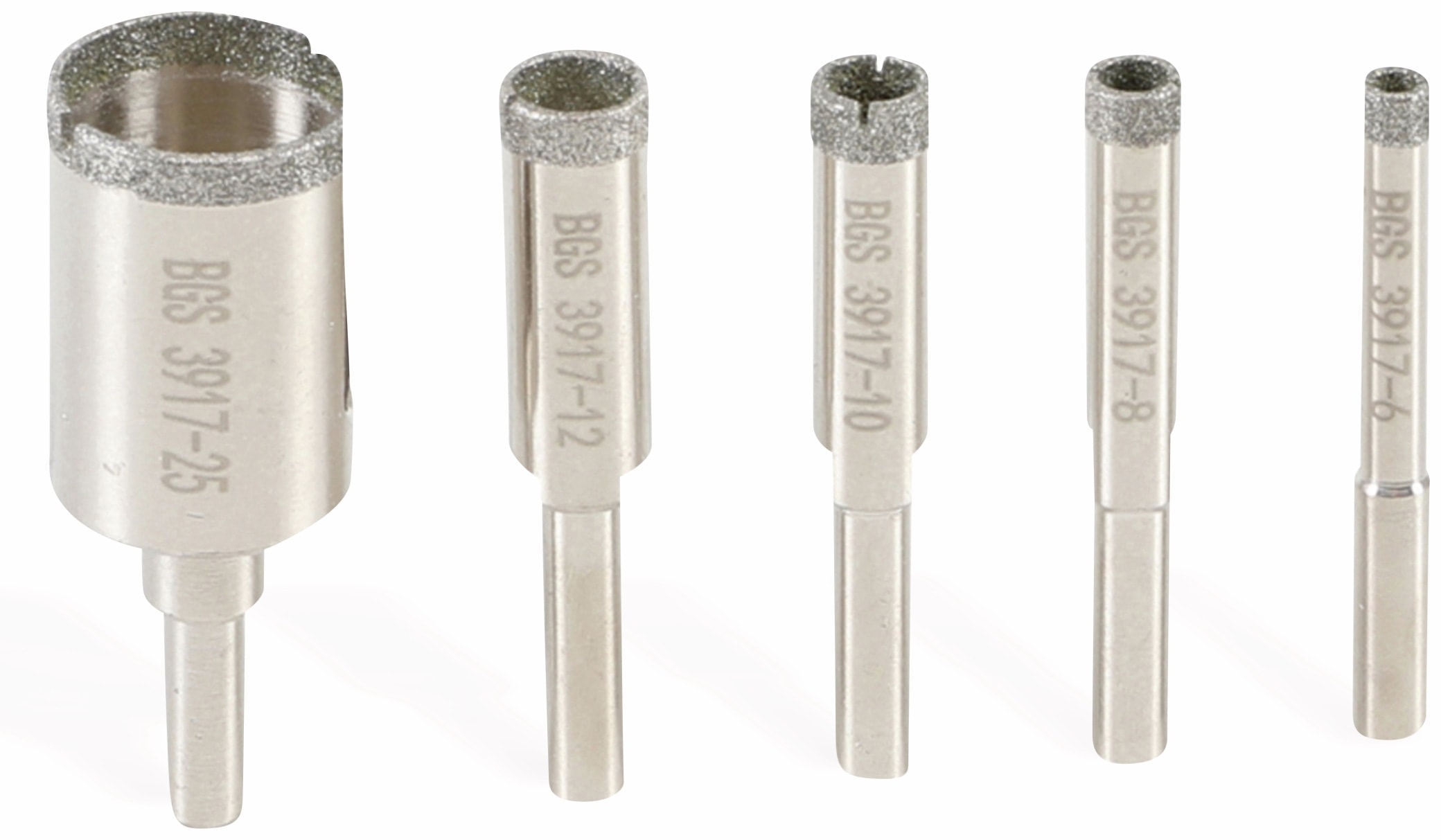 BGS TECHNIC Diamant-Bohrkronen-Satz 391, 5-teilig, 6…25 mm BGS TECHNIC Diamant-Bohrkronen-Satz 391, 5-teilig, 6…25 mm